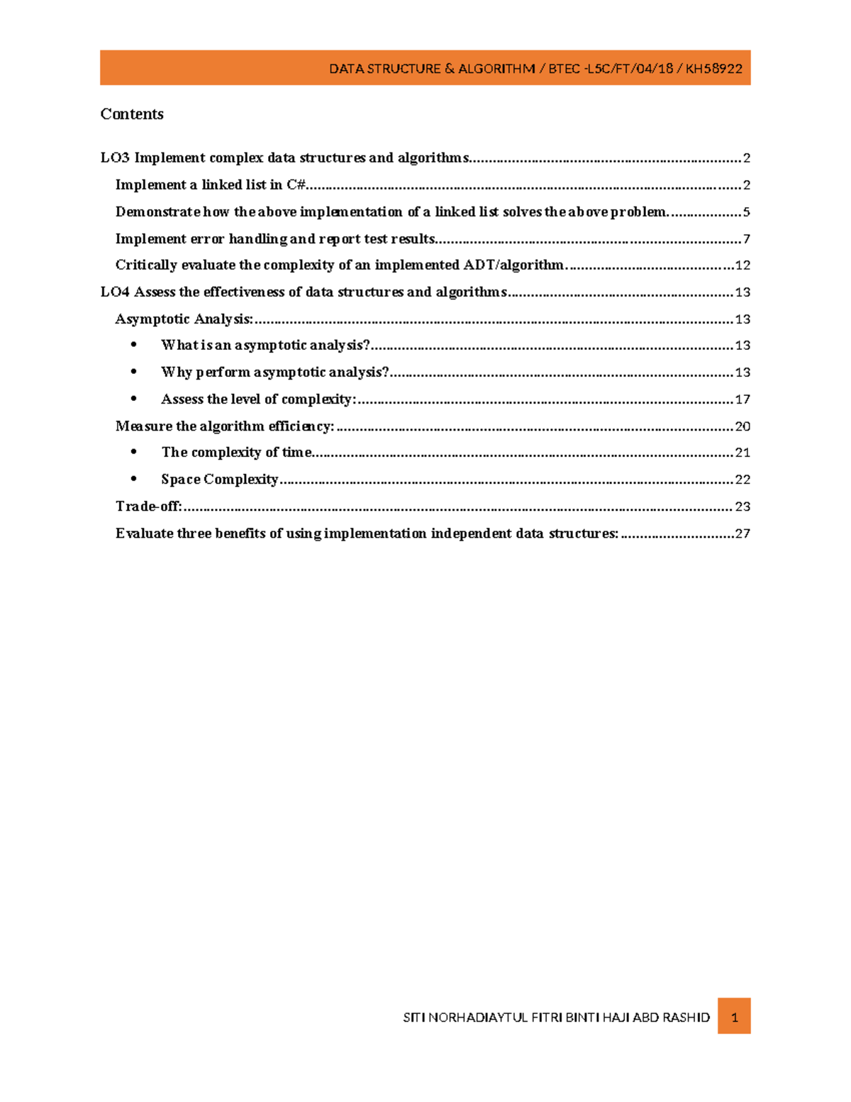Task 3 and 4 - read - Contents LO3 Implement complex data structures ...