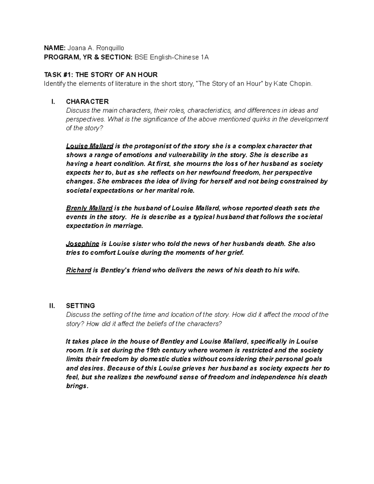 Joana Rizal NAME Joana A. Ronquillo PROGRAM, YR & SECTION BSE