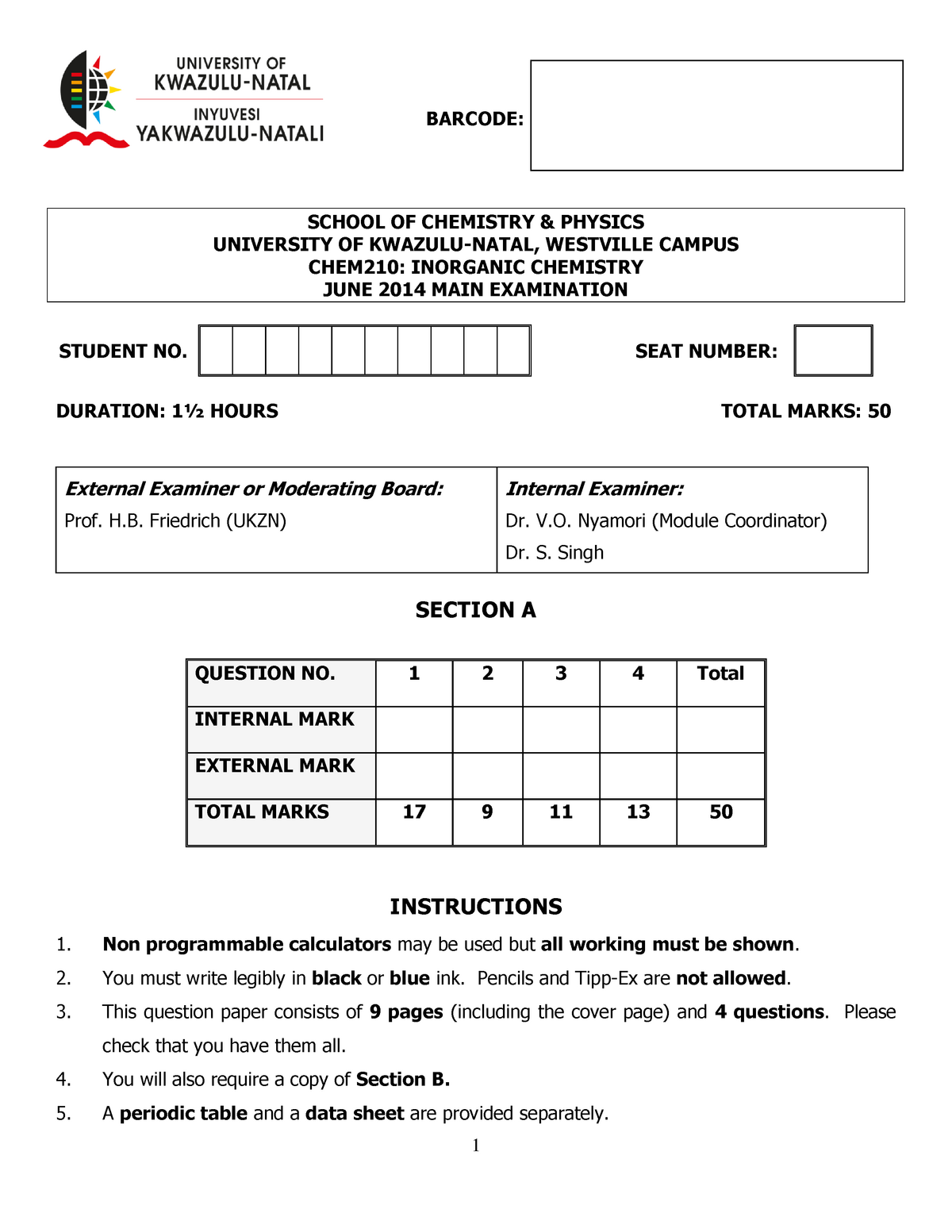 Exam 6 June 2014, questions - StuDocu