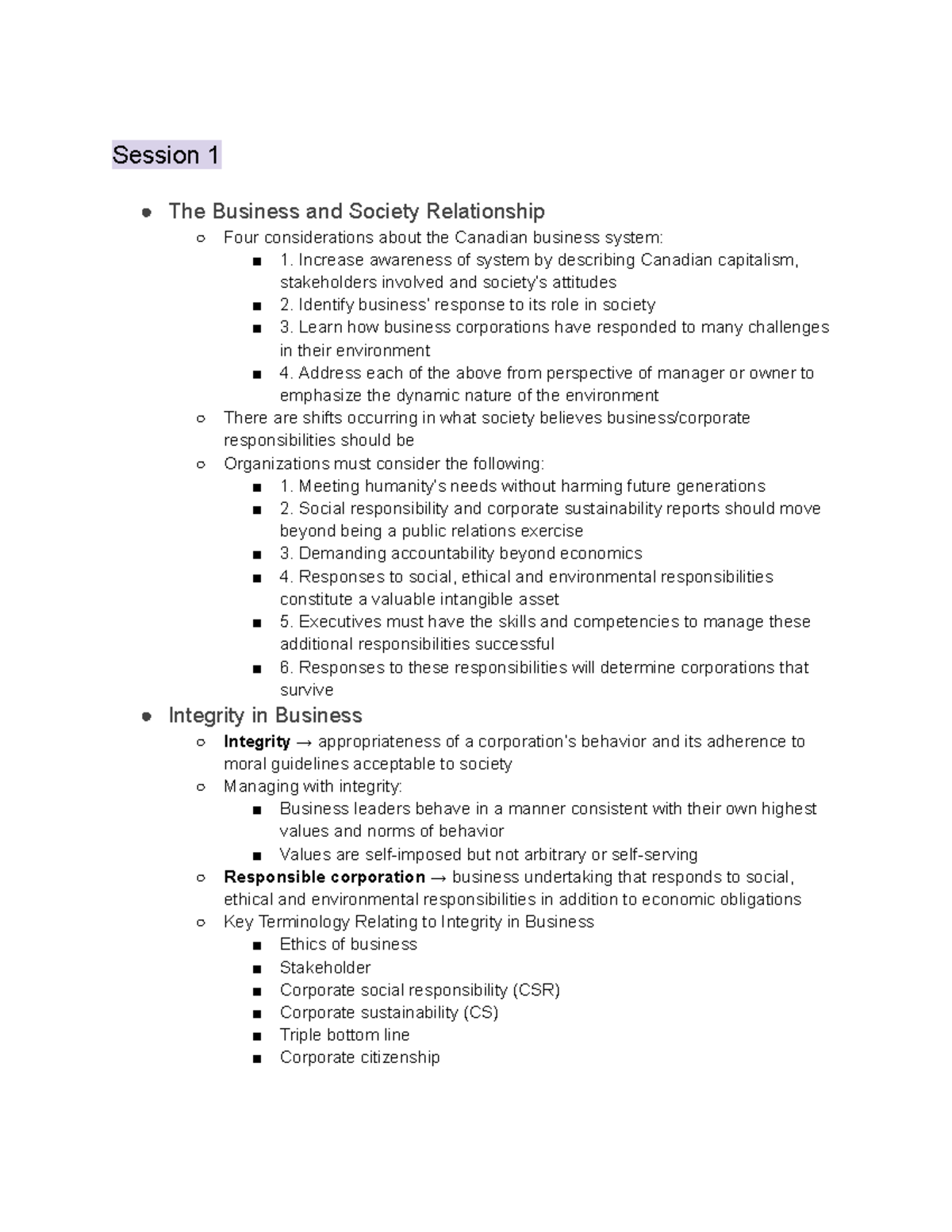 ADM1101 Session 1 Notes - Session 1 The Business and Society ...