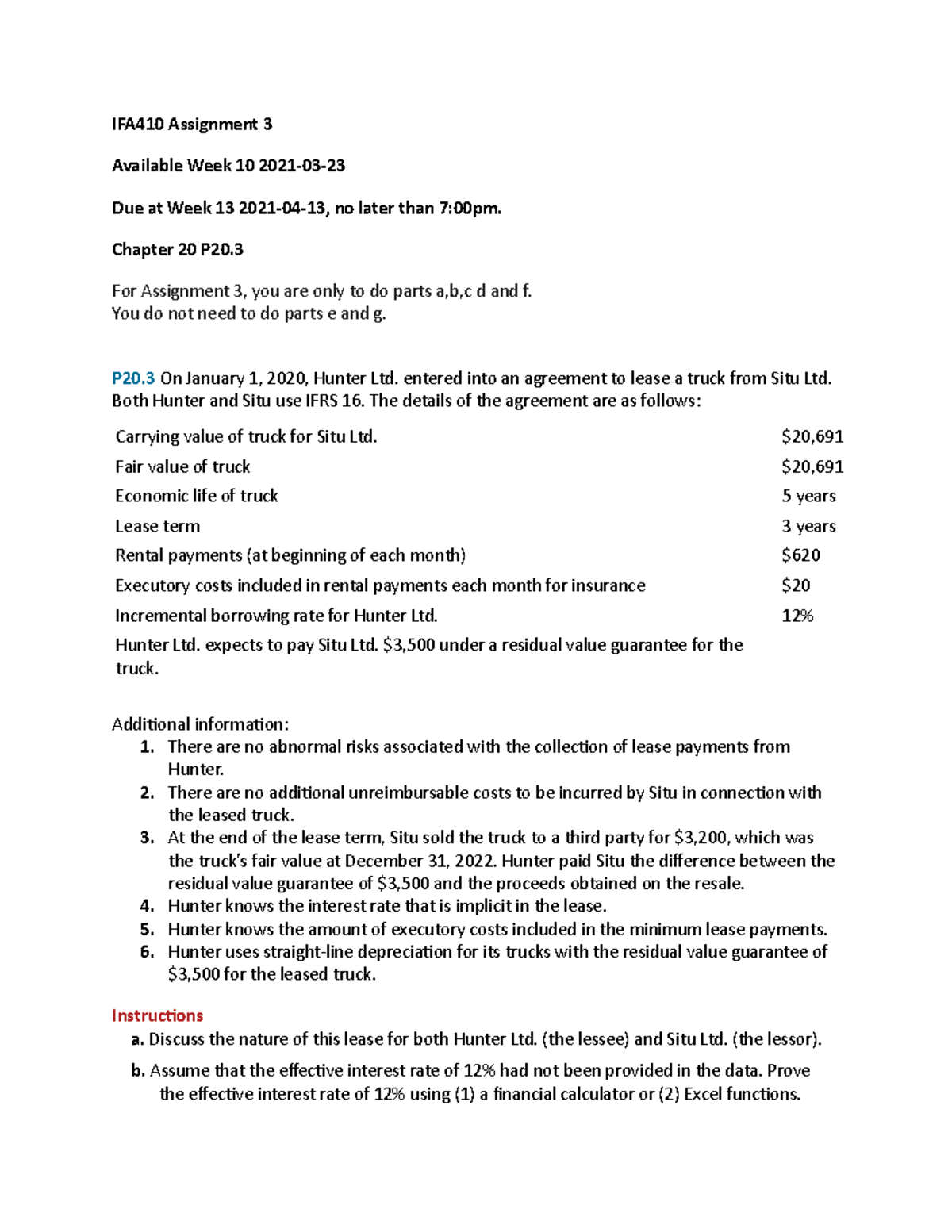 intermediate financial accounting assignment