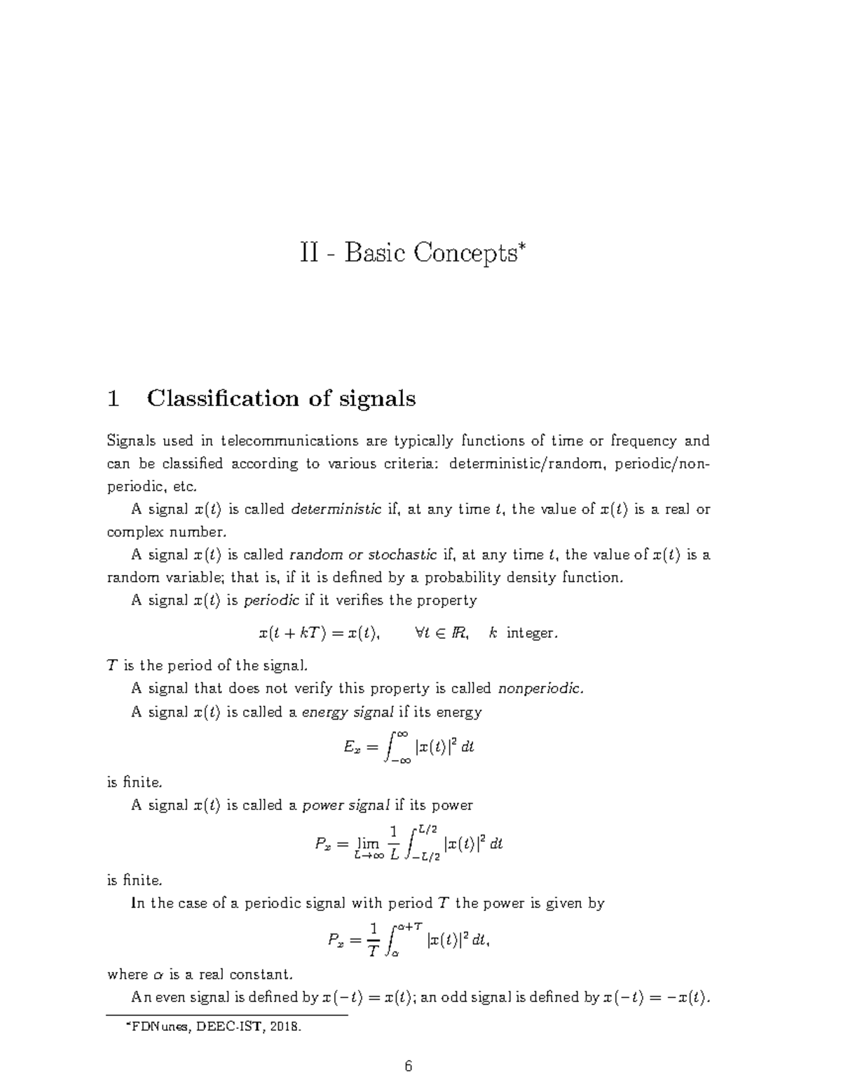 Telecommunications Fundamentals Lecture Notes 2 - II - Basic Concepts∗ ...