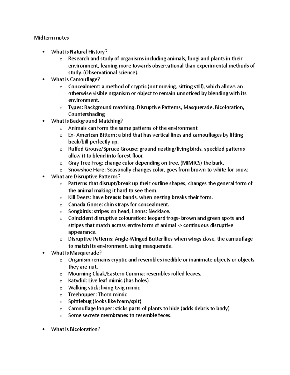 Midterm notes - Summary Natural History - Midterm is Natural Research ...