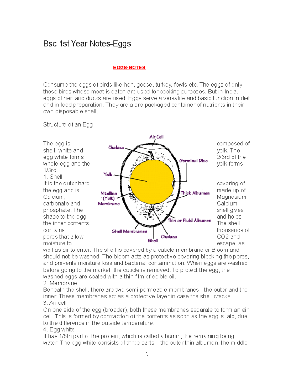 EGG COOKERY - PARTS OF AN EGG, USAGE OF EGGS IN COOKING - Bsc 1st Year ...