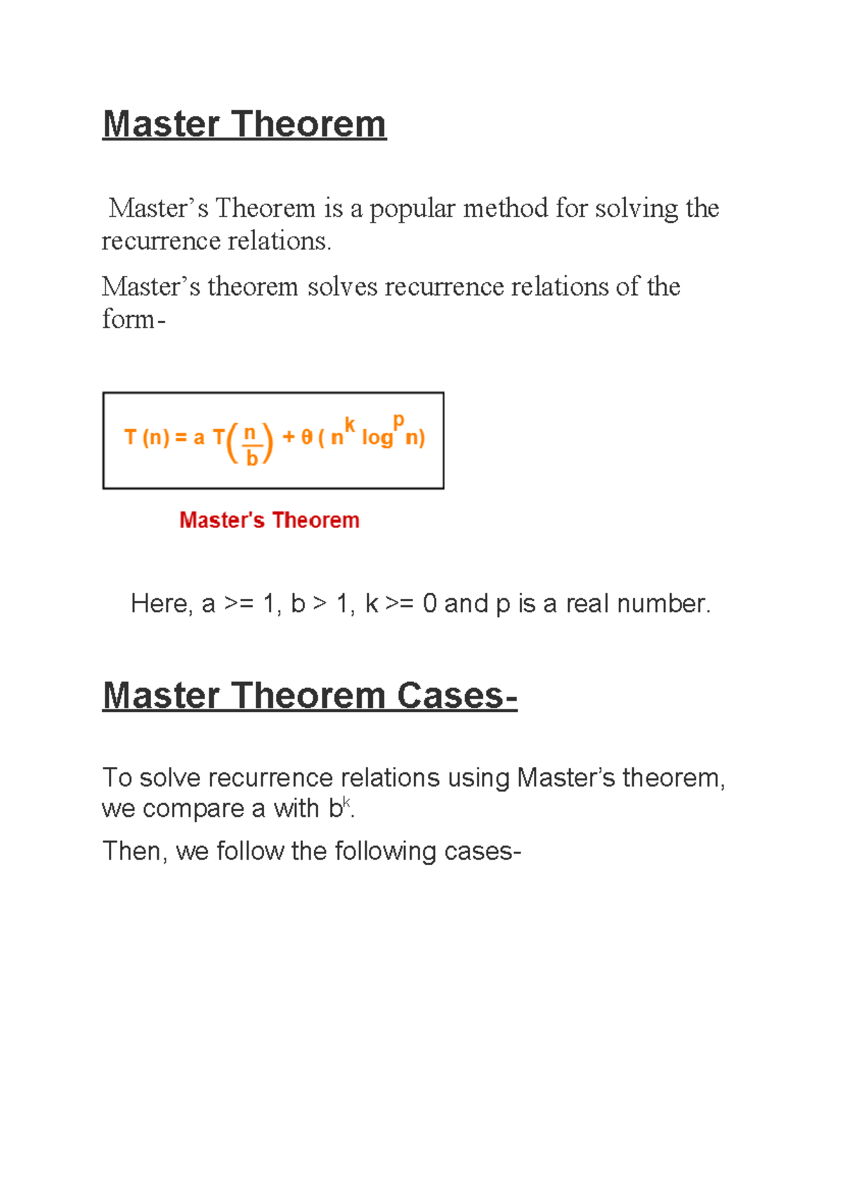 6-Master Theorem,Divide and Conquer Karatsuba''''''''s fast ...