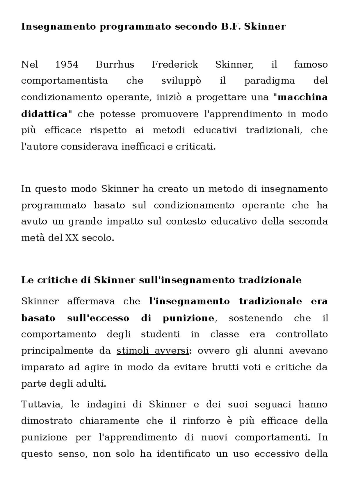 Skinner e Insegnamento programmato - Insegnamento programmato secondo B ...