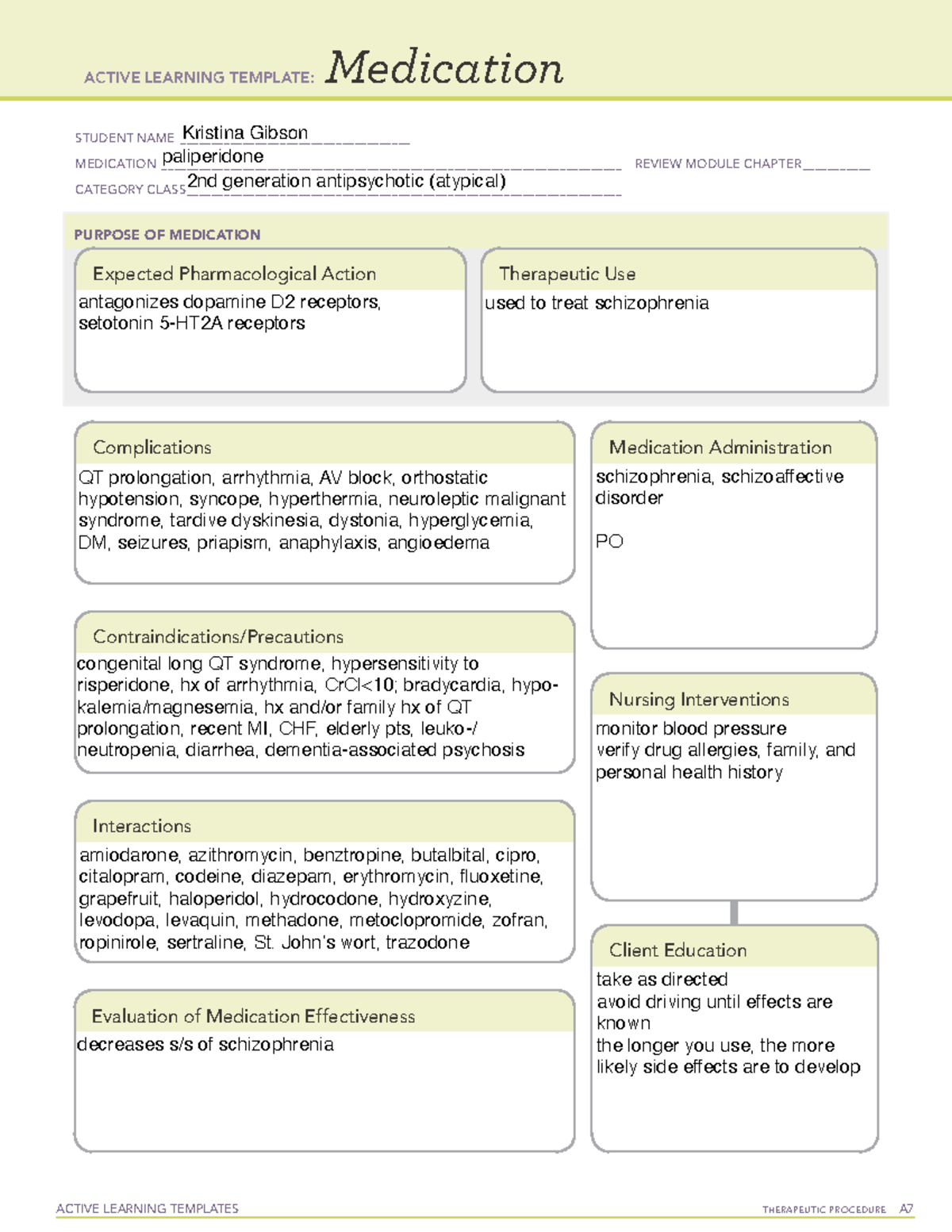 Paliperidone - ATI Template - NRN 2303 - Studocu