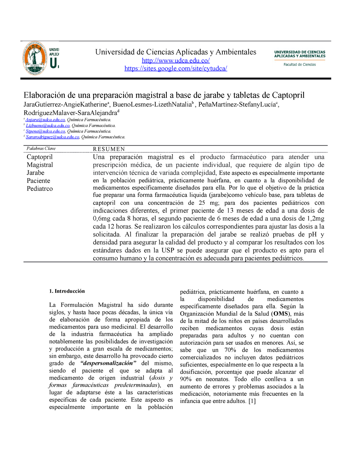 Informe 2 Magistral Farmacéutica - Universidad De Ciencias Aplicadas Y ...