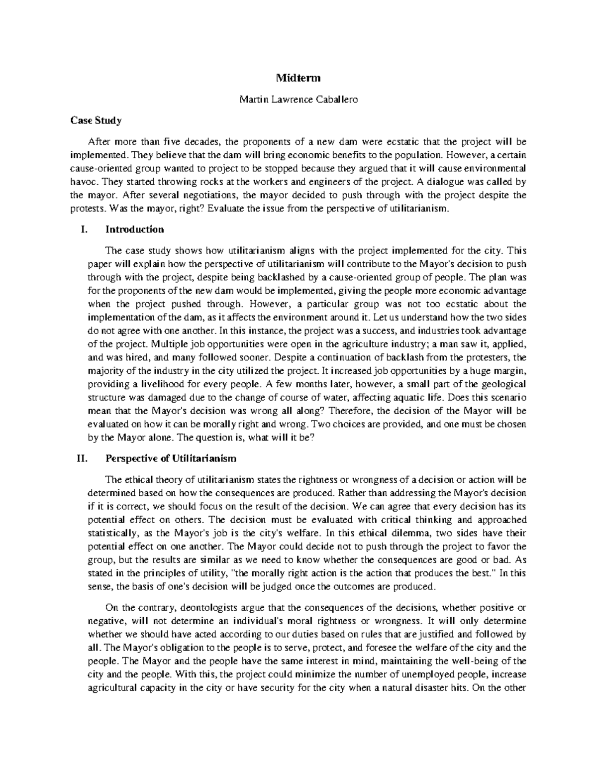 Caballero Midterm - Essay - Midterm Martin Lawrence Caballero Case ...