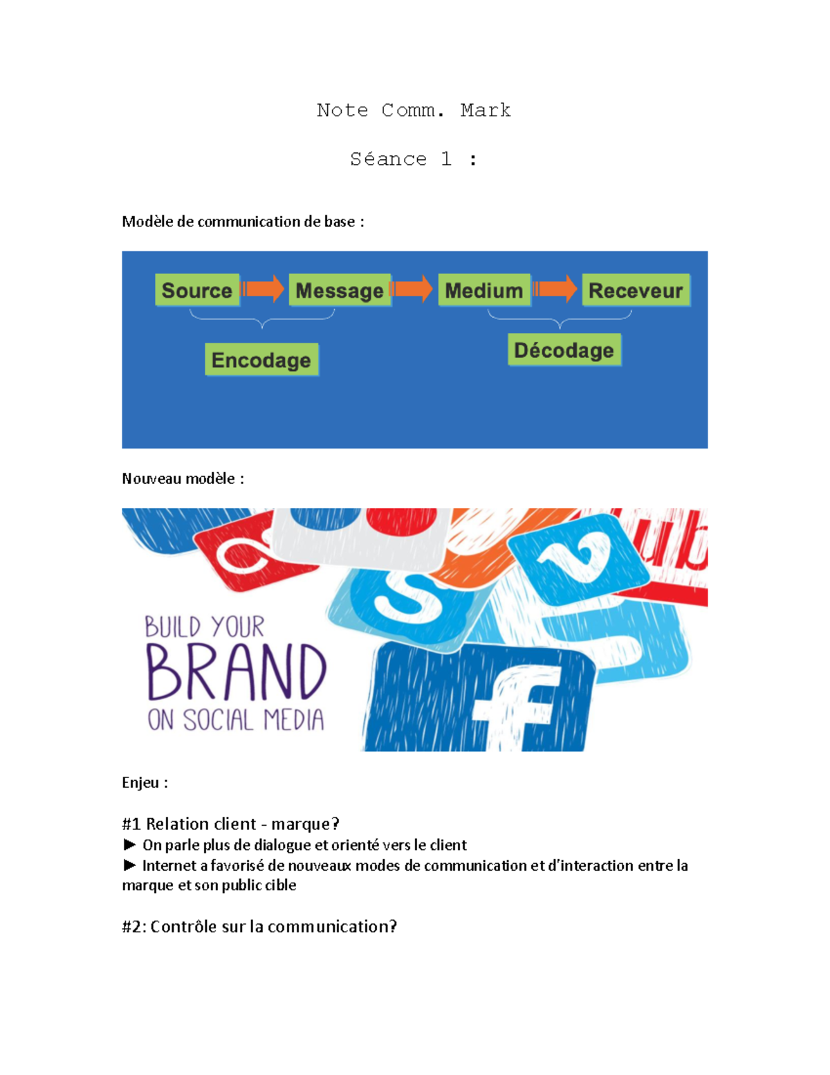 Note Comm - Note de cours - Note Comm. Mark SÈance 1 : ModËle de ...
