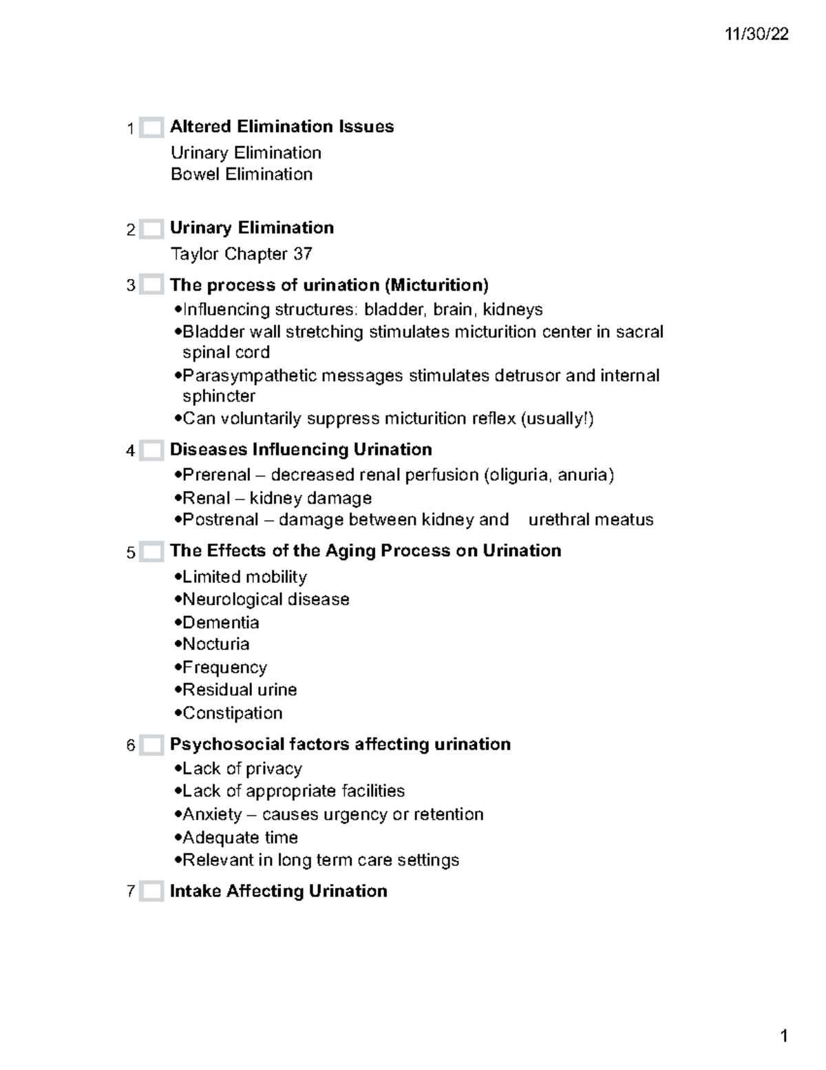 229 week 9 part 4 - Altered Elimination Issues Urinary Elimination ...