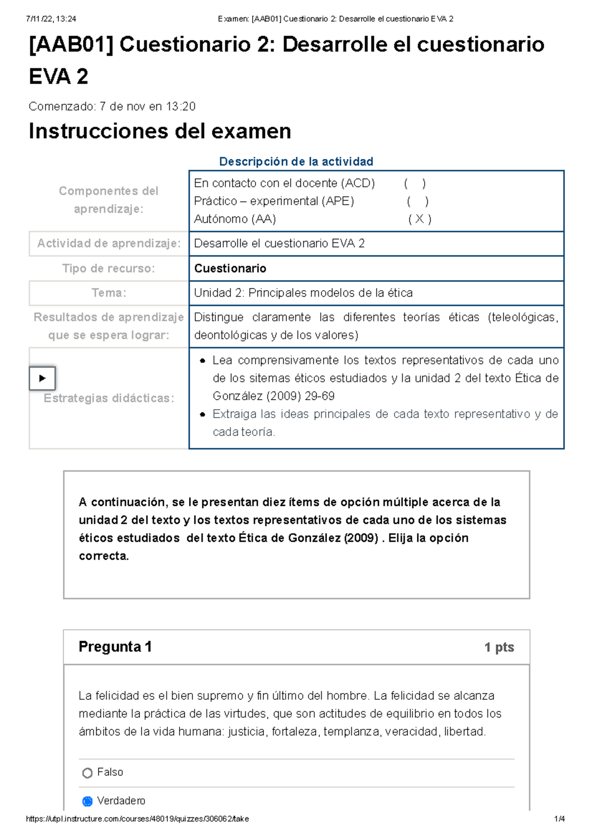 Examen [AAB01] Cuestionario 2 Desarrolle El Cuestionario EVA 2 - [AAB01 ...