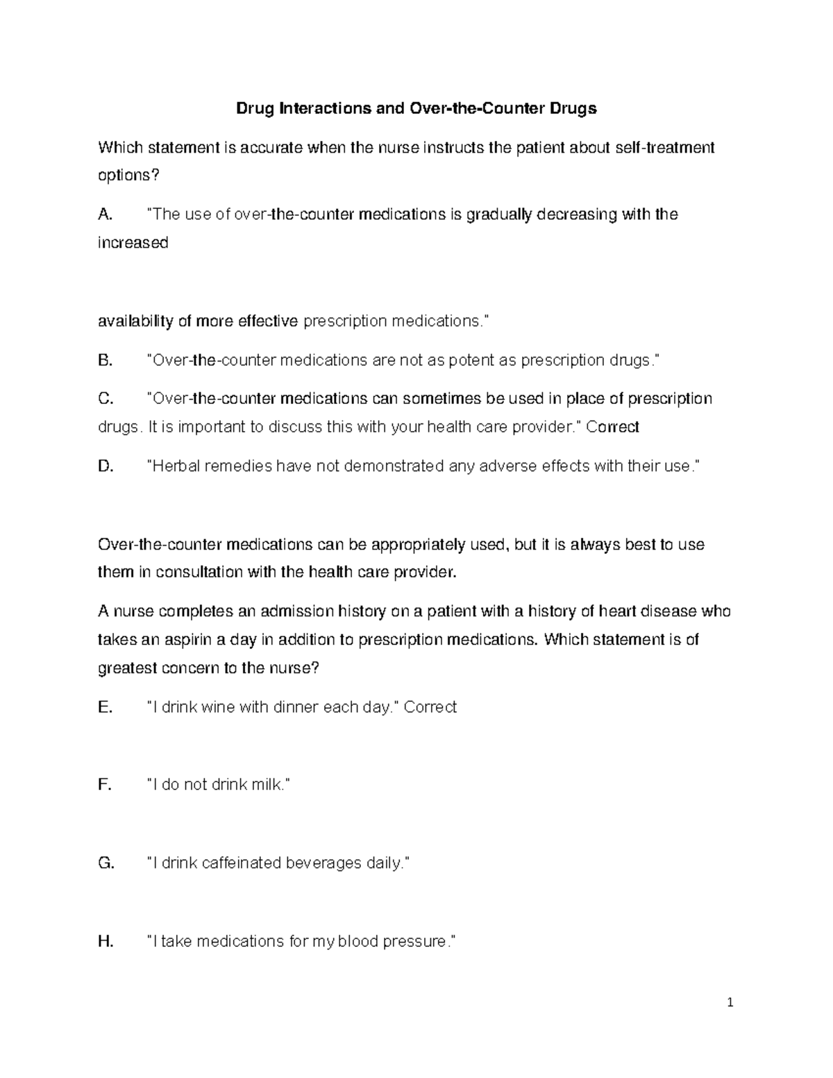 Drug Interactions and Over - Drug Interactions and Over-the-Counter ...