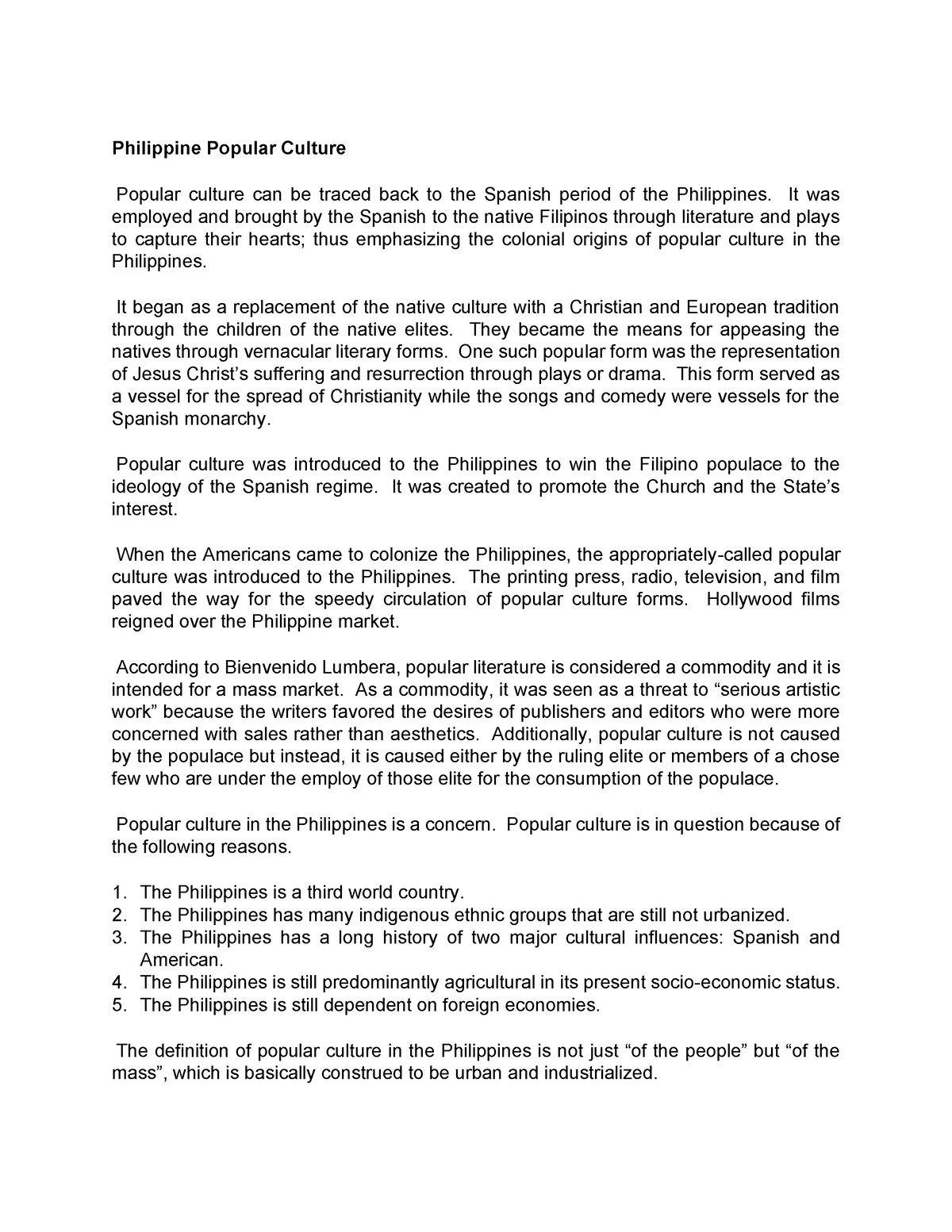 essay about philippine culture