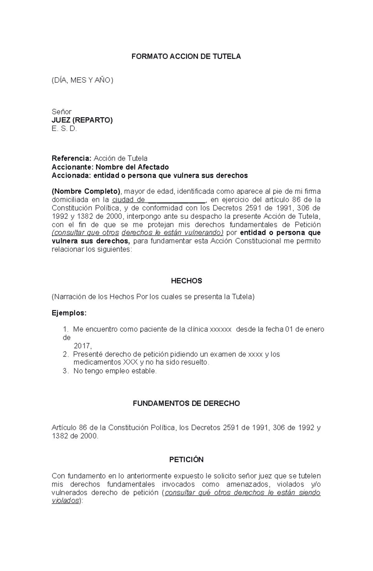 5345 formato-accion-de-tutela-pagina-web - FORMATO ACCION DE TUTELA ...