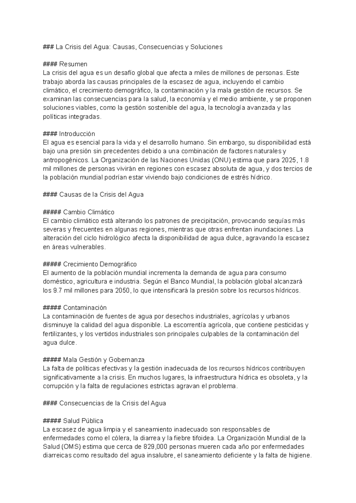 La Crisis del Agua Causas, Consecuencias y Soluciones - La Crisis del ...