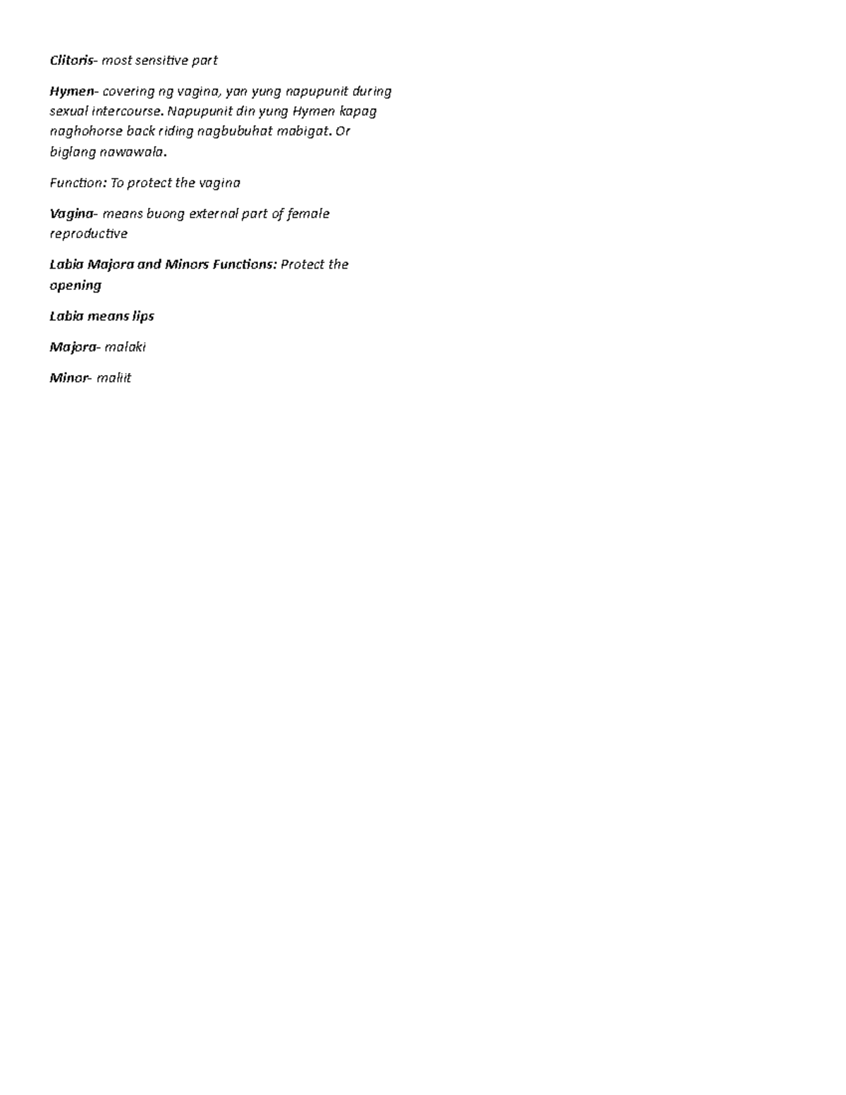 Reviwer-Scie - None - Clitoris- most sensitive part Hymen- covering ng ...