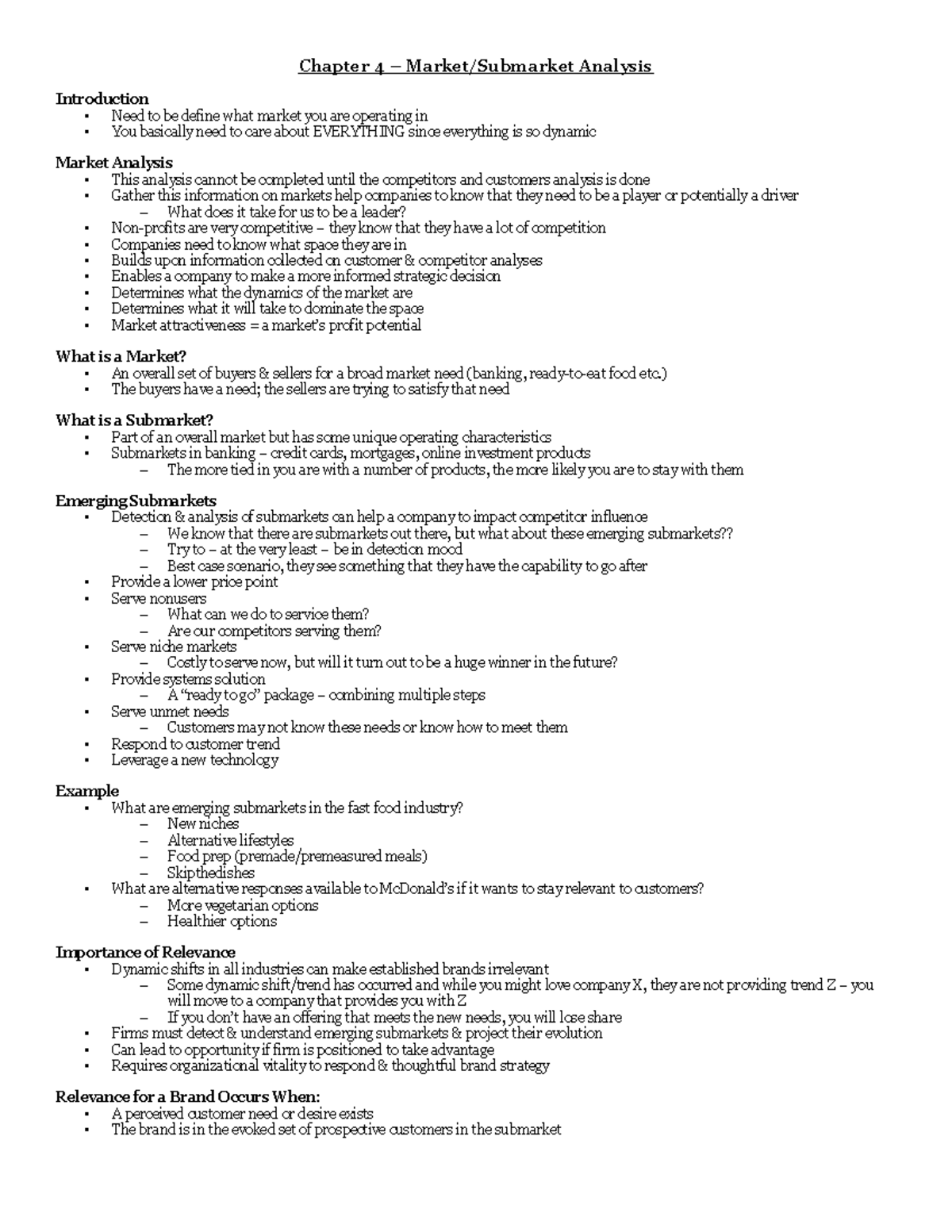 MARK 452 - Midterm 2 - Chapter 4 – Market/Submarket Analysis ...