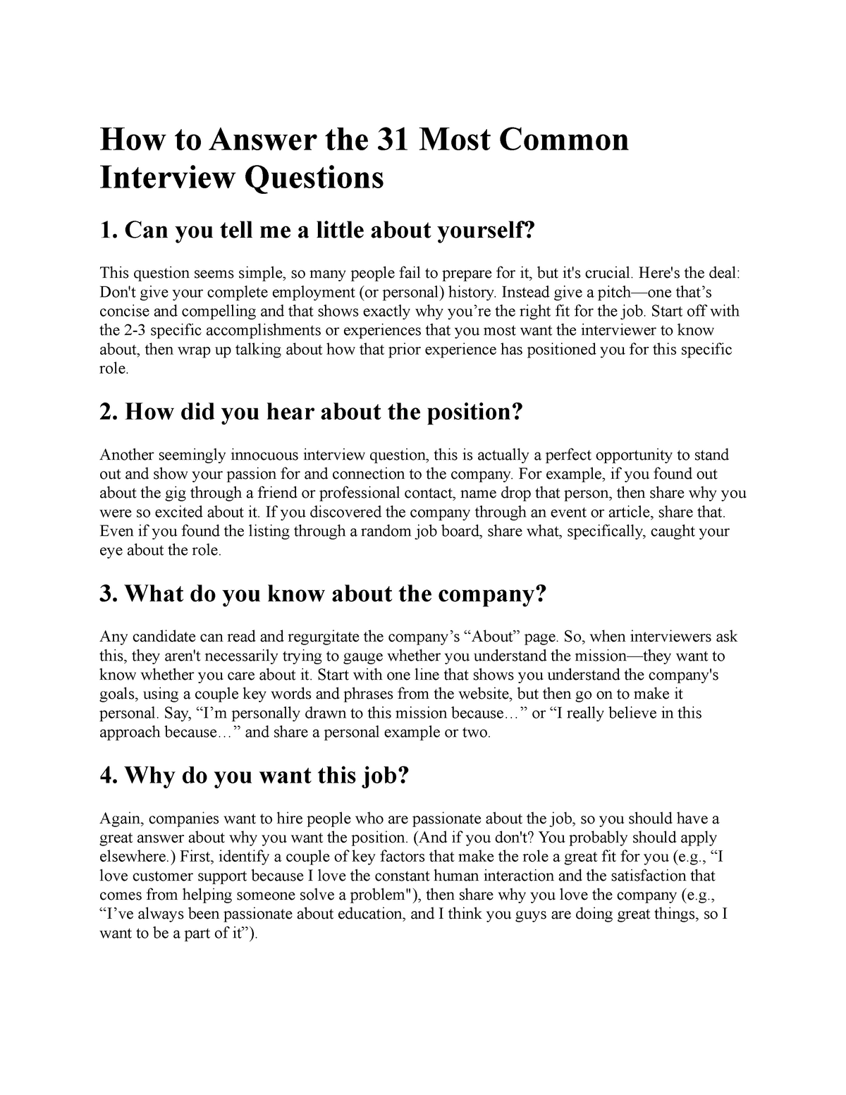 How To Answer The Most Common Interview Questions With Useful Examples • 7esl 25 Tricky And Them