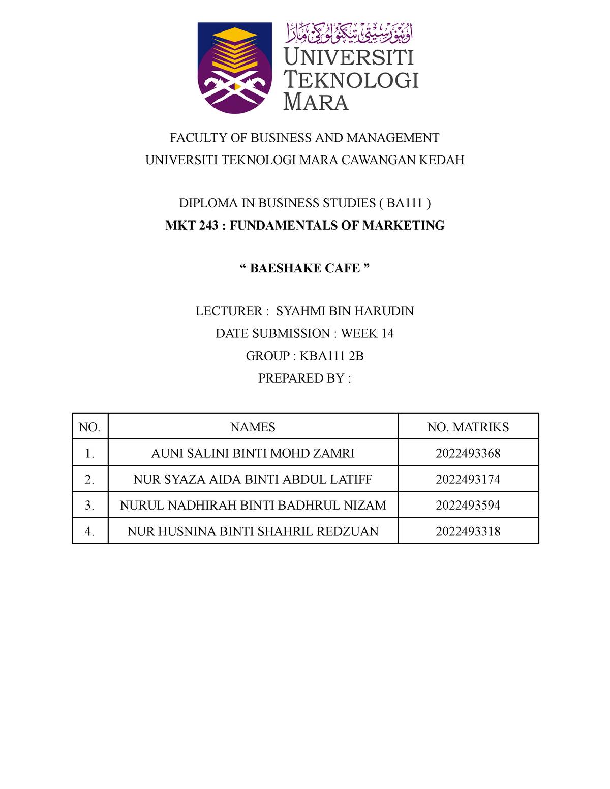 mkt243 group assignment 2022