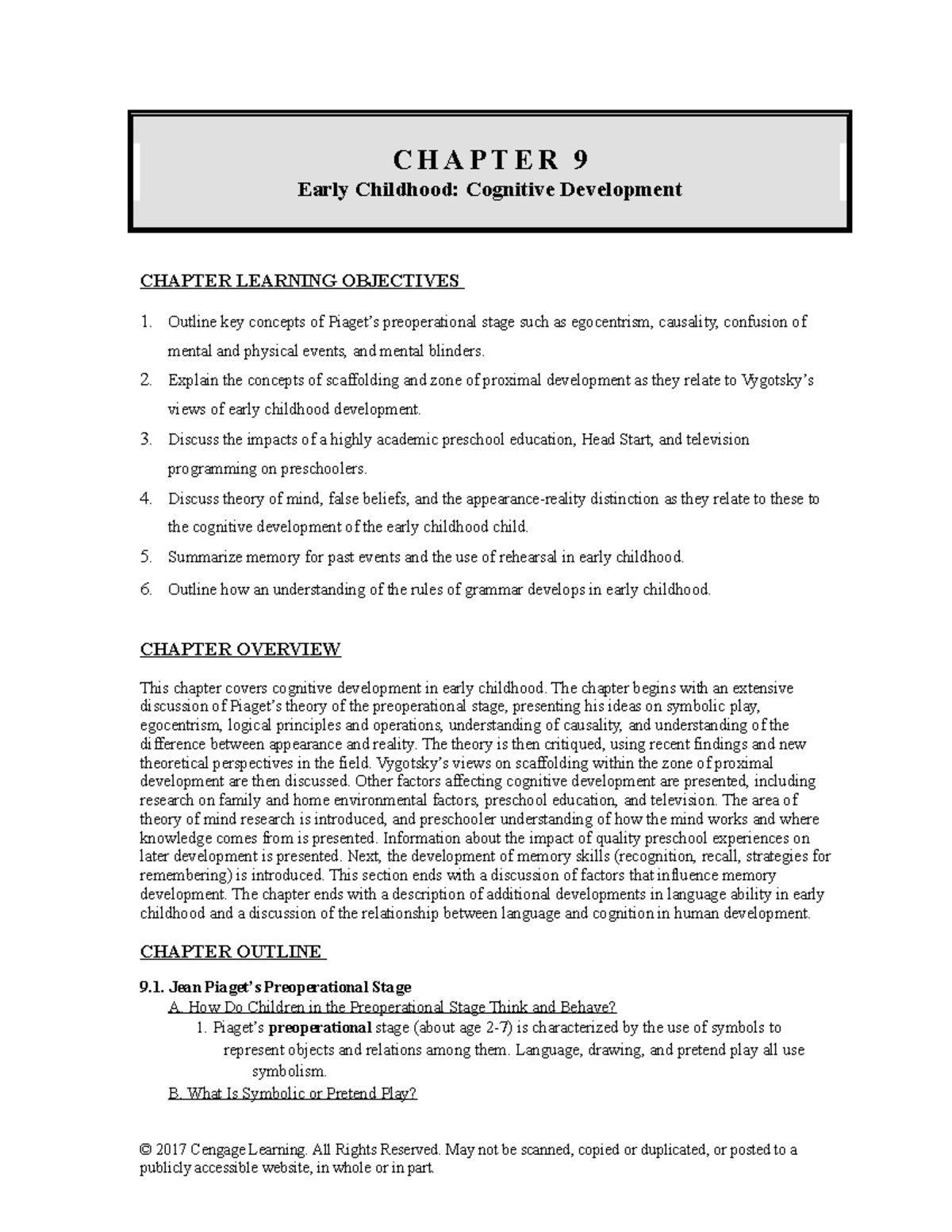 Chapter 9 early outlet childhood cognitive development