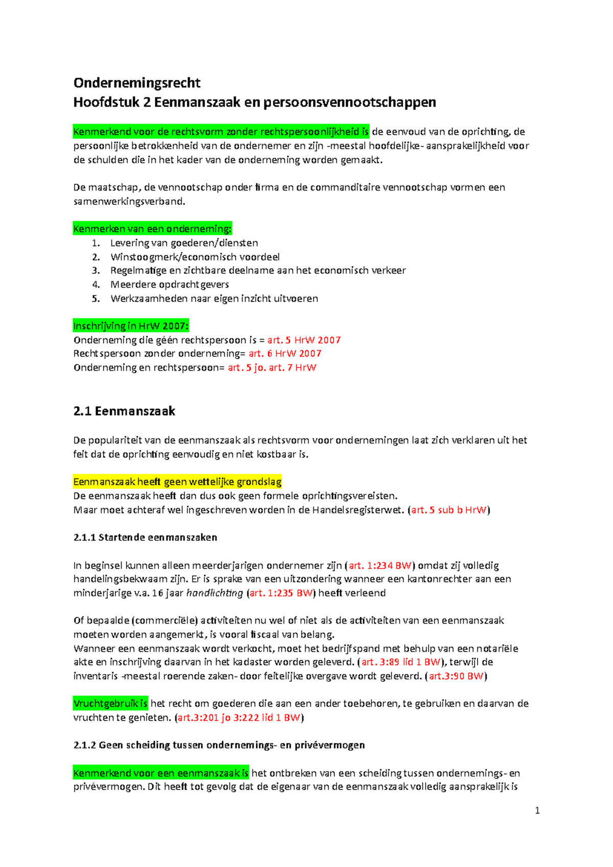 Samenvatting Tot En Met Week 6 Ondernemingsrecht - Ondernemingsrecht ...