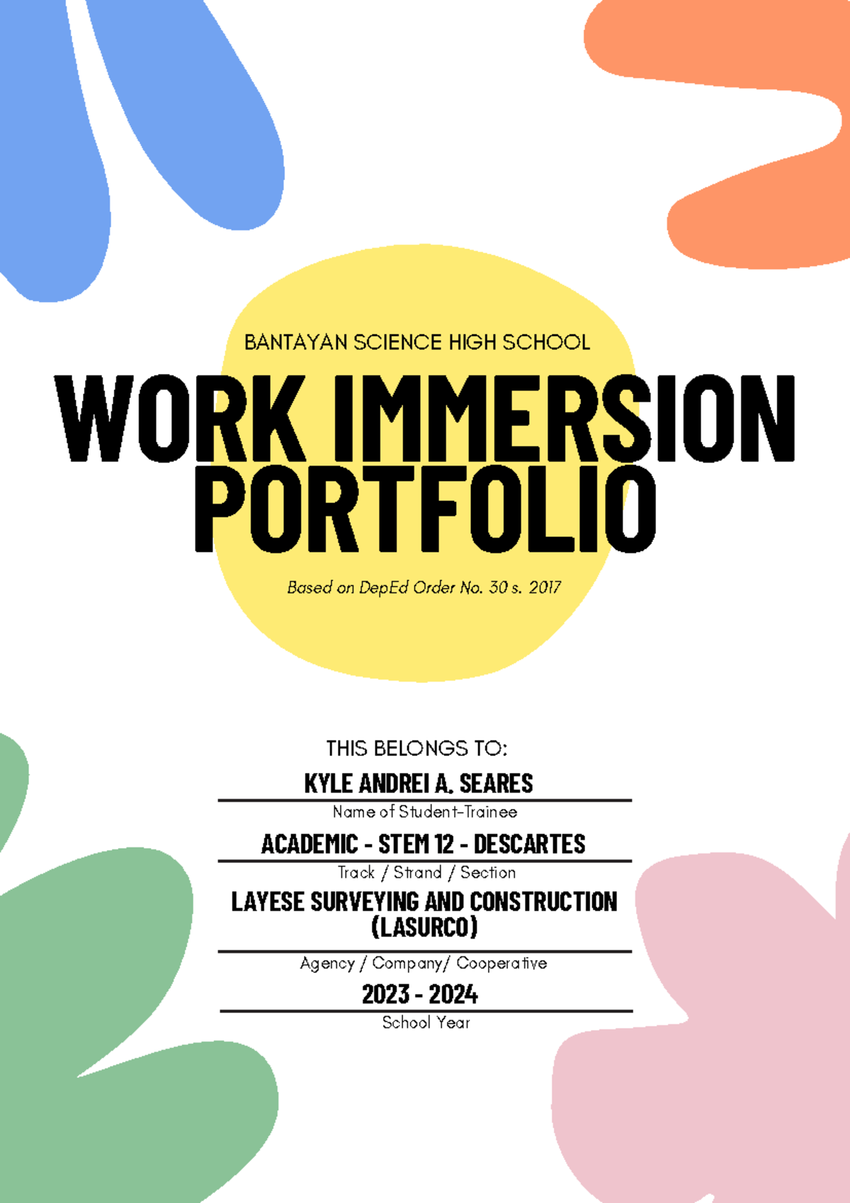 presentation of work immersion portfolio