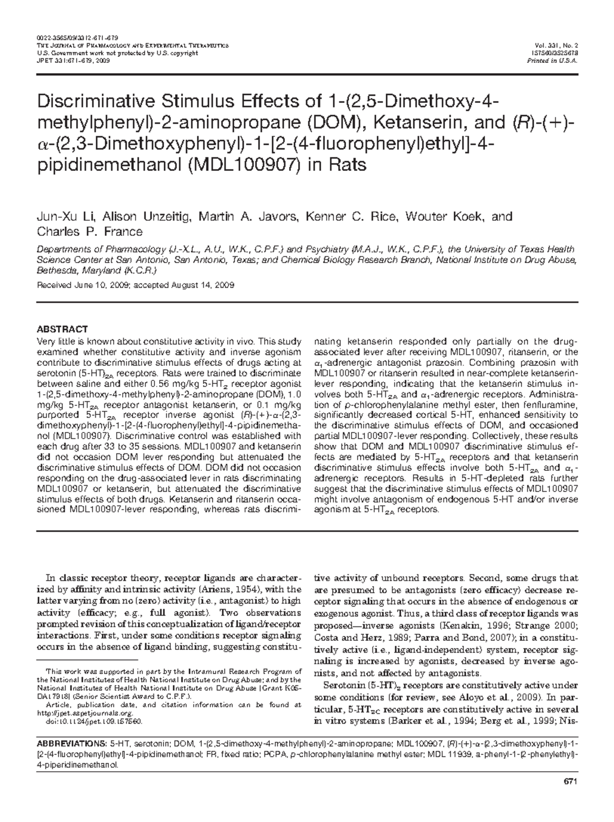 Zpt671 - example paper used for class - Discriminative Stimulus Effects ...