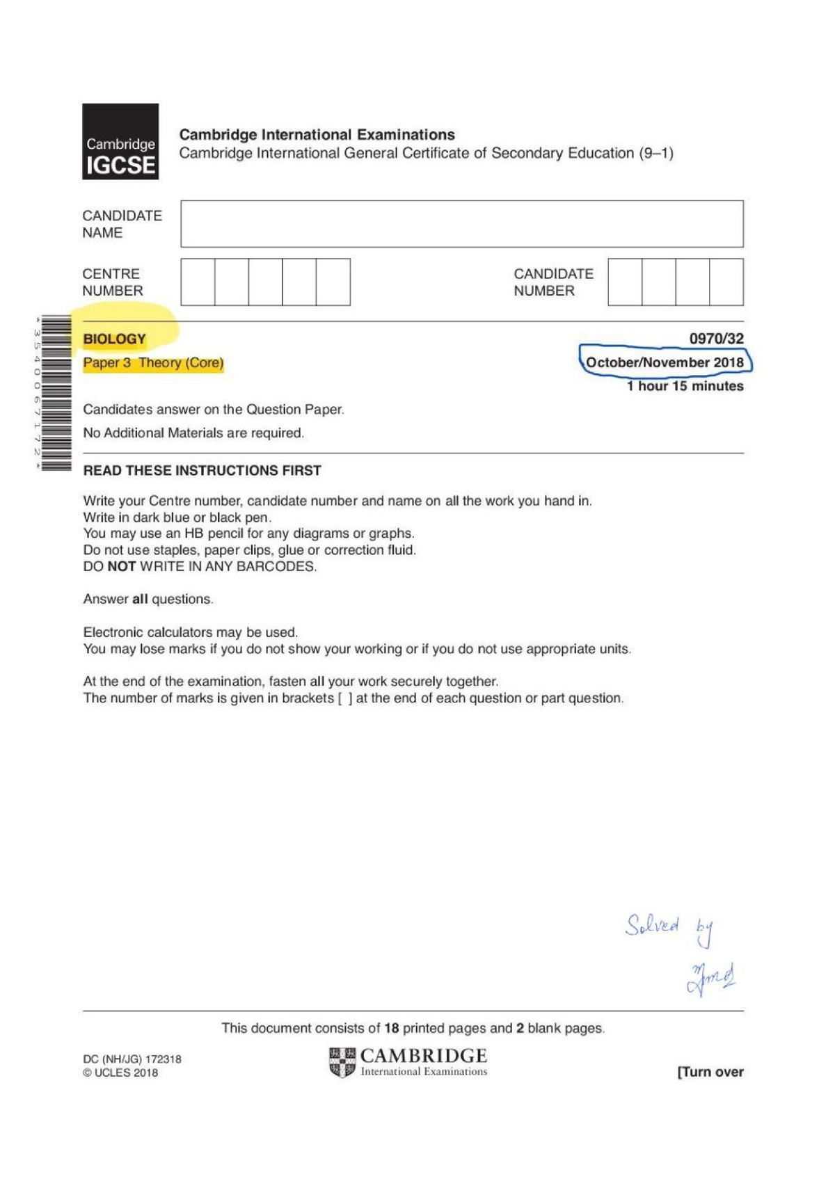 Cambridge IGCSE (9-1) Biology 0970