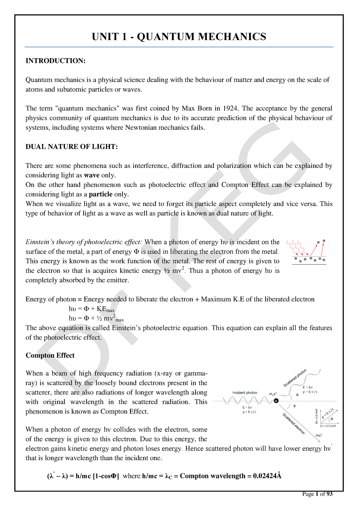 Applied Physics Consolidated Notes - UNIT 1 - QUANTUM MECHANICS ...