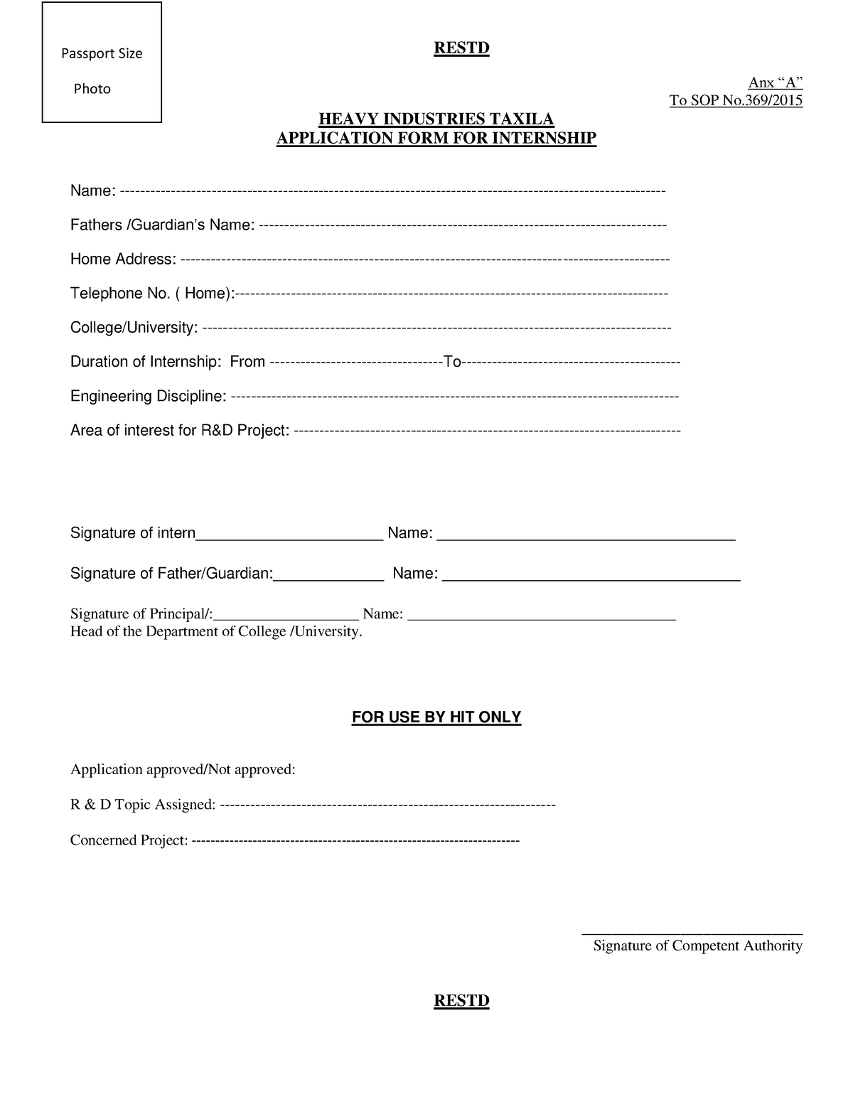 Security & Internship form -2018 - Anx