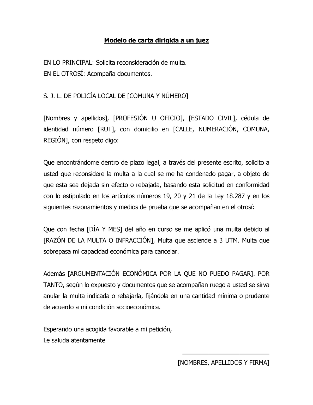 Modelo De Carta Dirigida A Un Juez En El Otros Acompa A Documentos