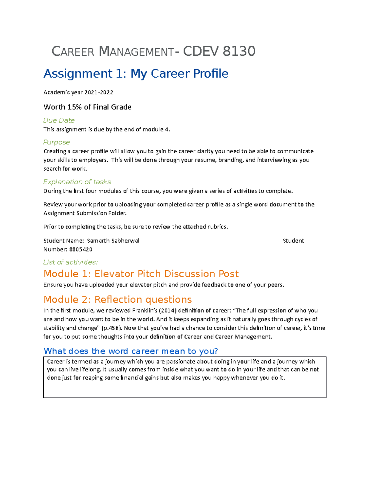 assignment work profile