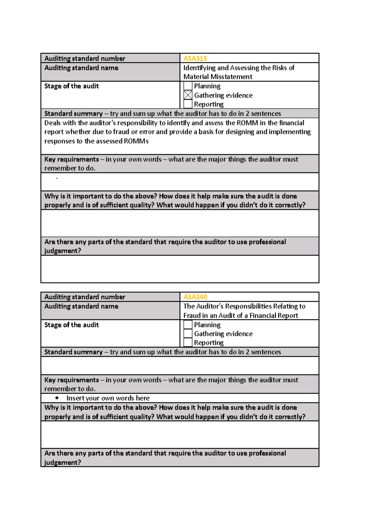 ASA's - List of ASA's - Auditing standard number ASA Auditing standard ...