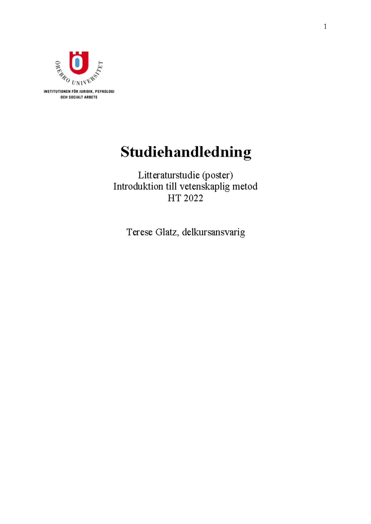 Studiehandledning Grupparbete Poster HT2022 - 1 Studiehandledning ...