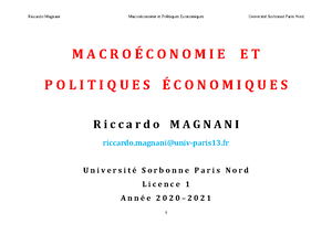 TD Et Correction Macroéconomie TD1, TD2, TD3, TD4, TD5 - M A C R O É C ...