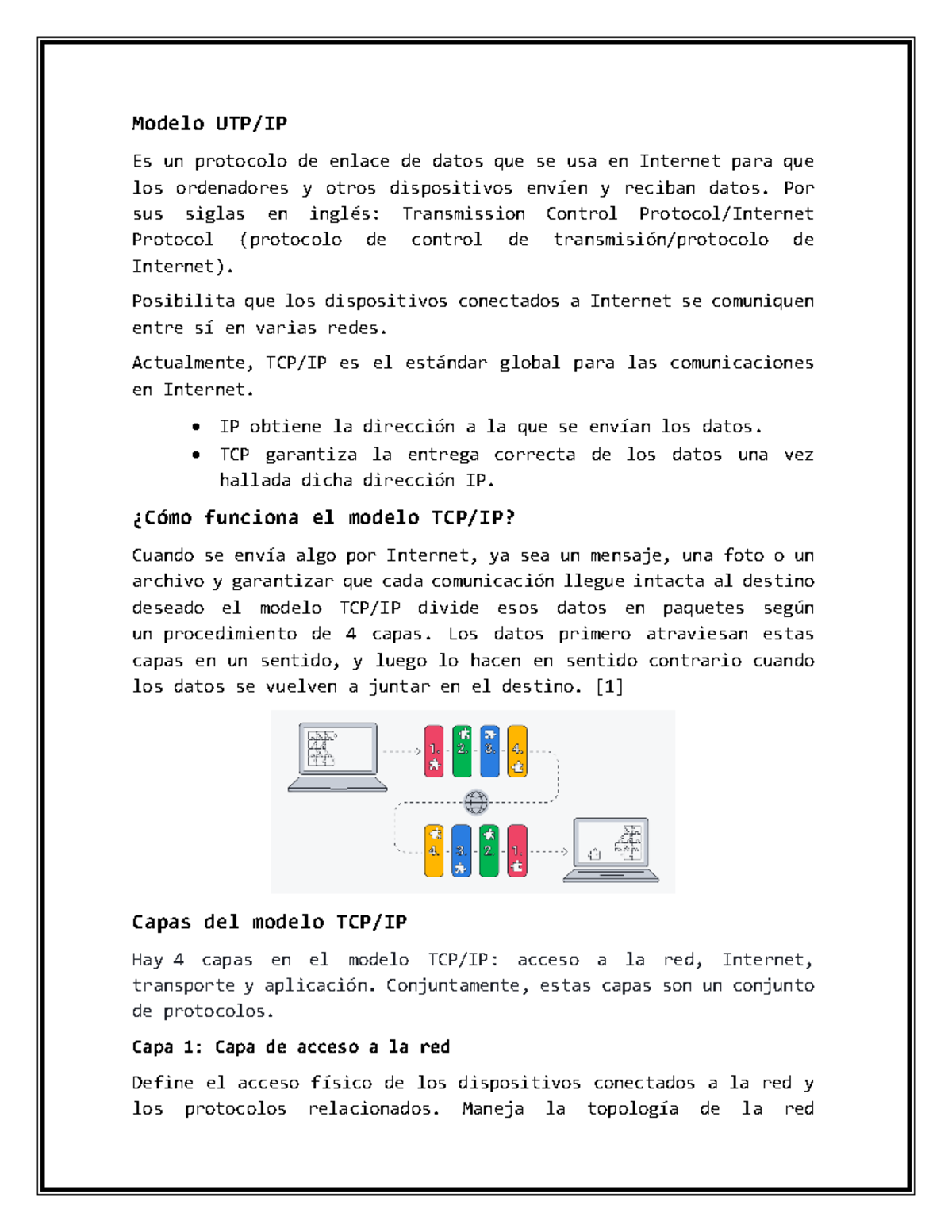 Redes Computadoras - Modelo UTP/IP Es un protocolo de enlace de datos ...