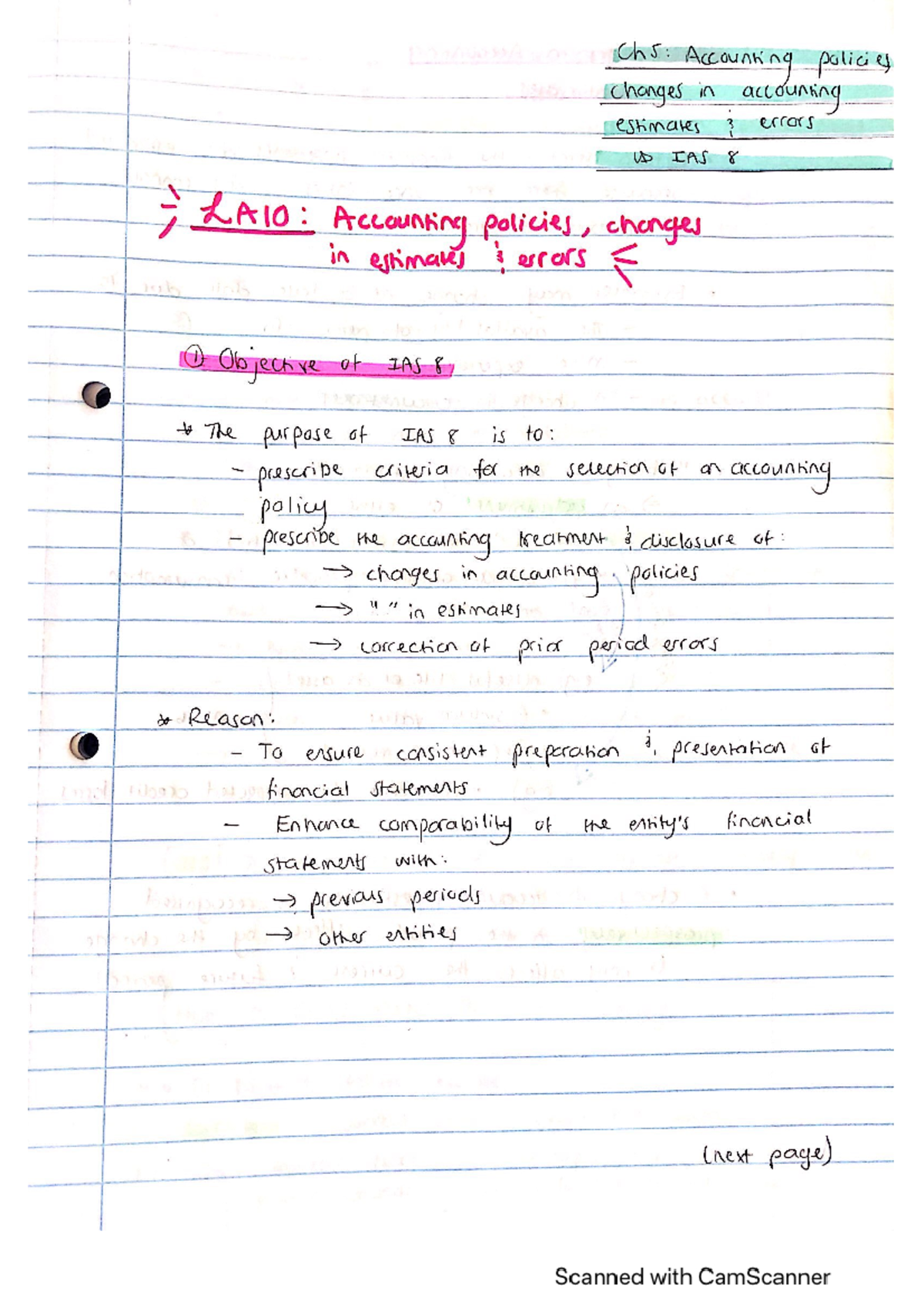 BAC 200 LA10 IAS 8 (Ch5) - Semester 1 notes - BAC200 - Studocu