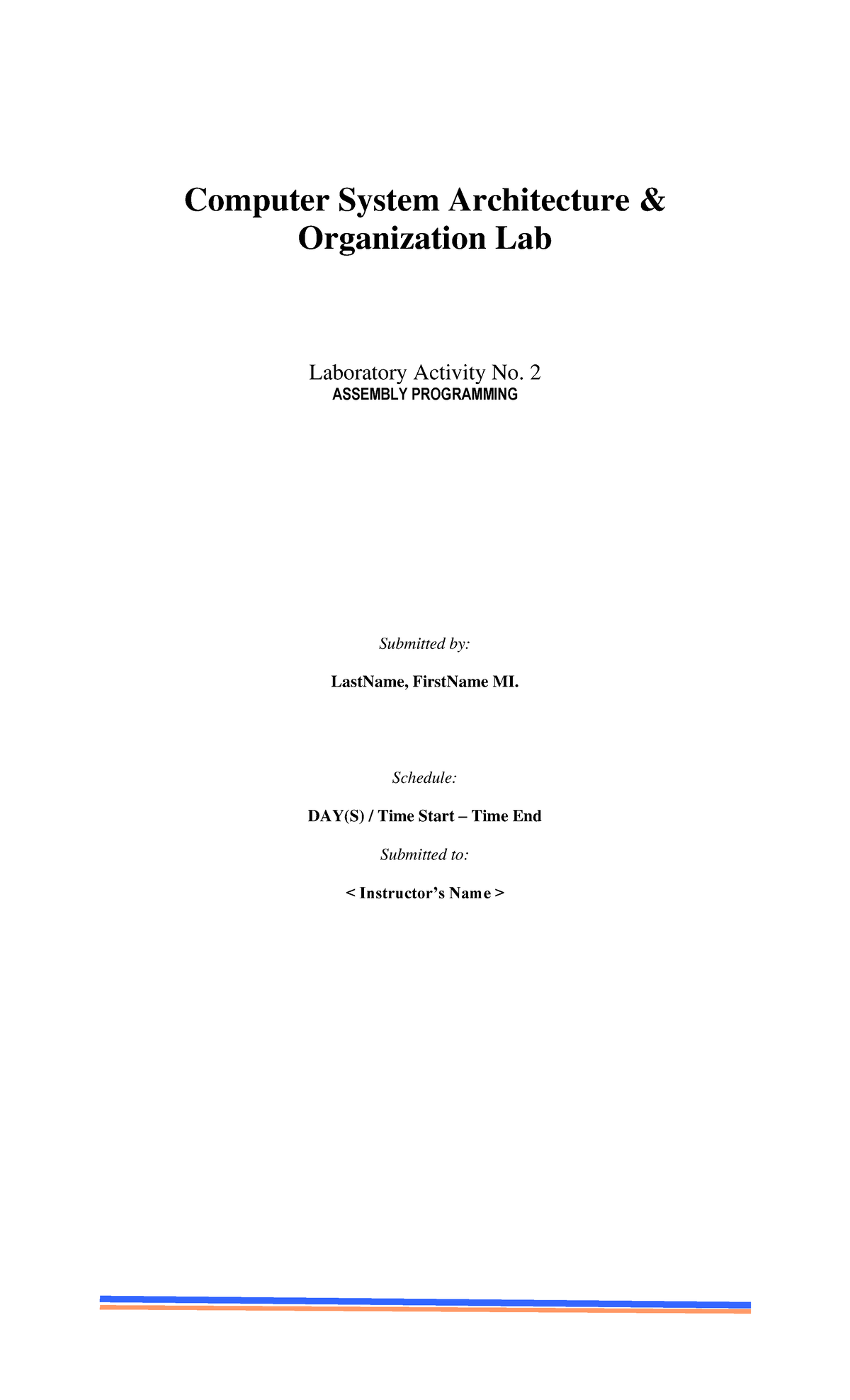 Computer Architecture _ Preparation to laboratory Computer Architecture ...