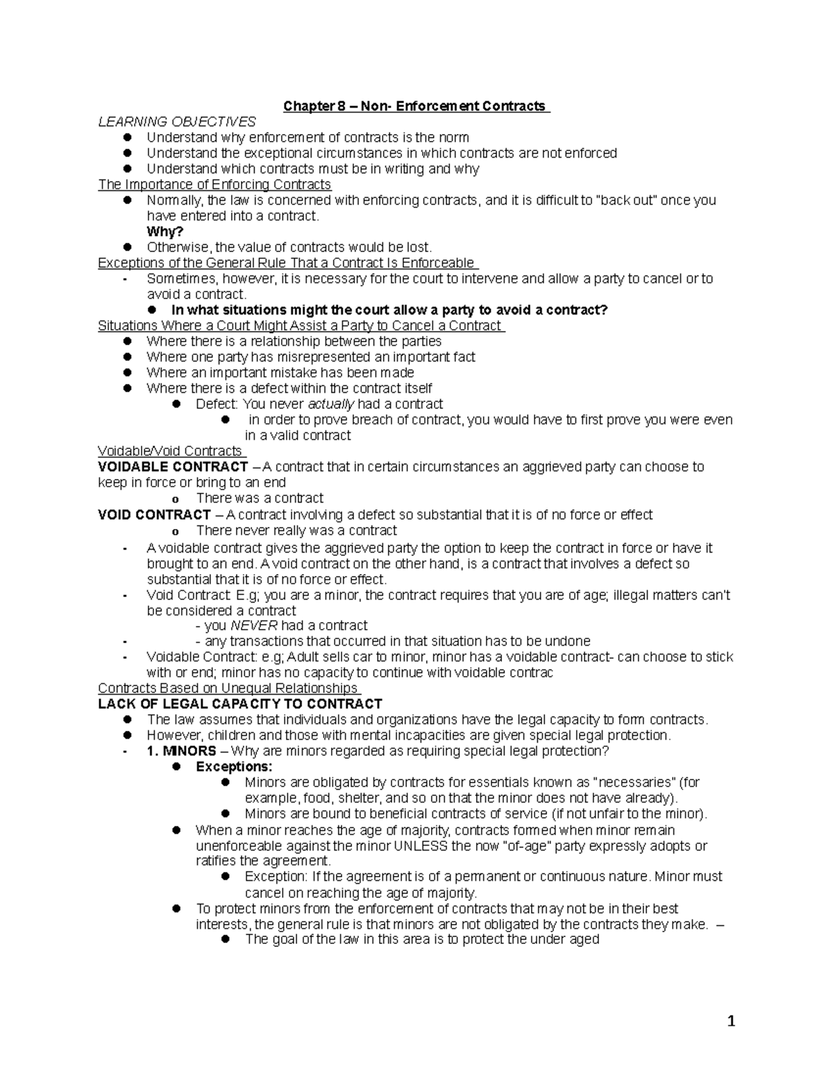 Sept 26 Chapter 8 And 9 Summary Business Law Chapter 8