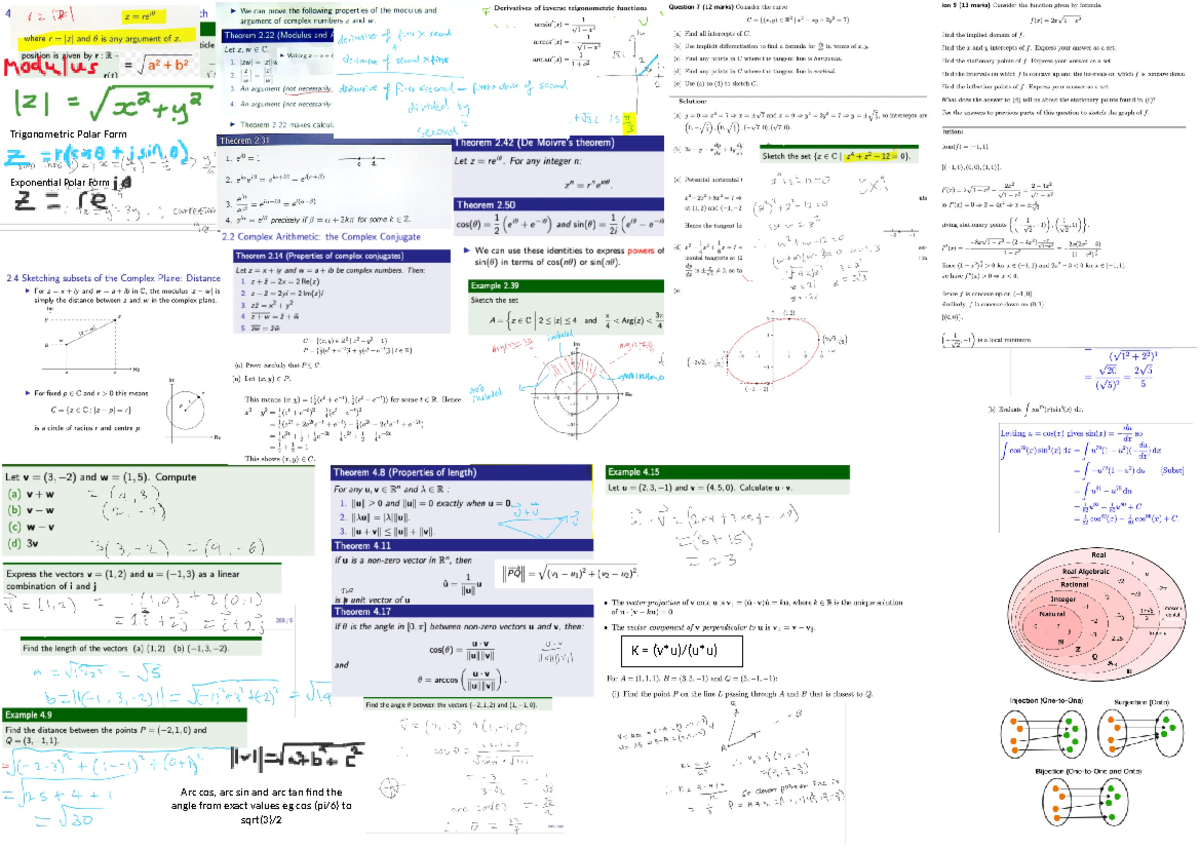 Calc Cheat Sheet - MAST10005 - Trigonometric Polar Form Exponential ...