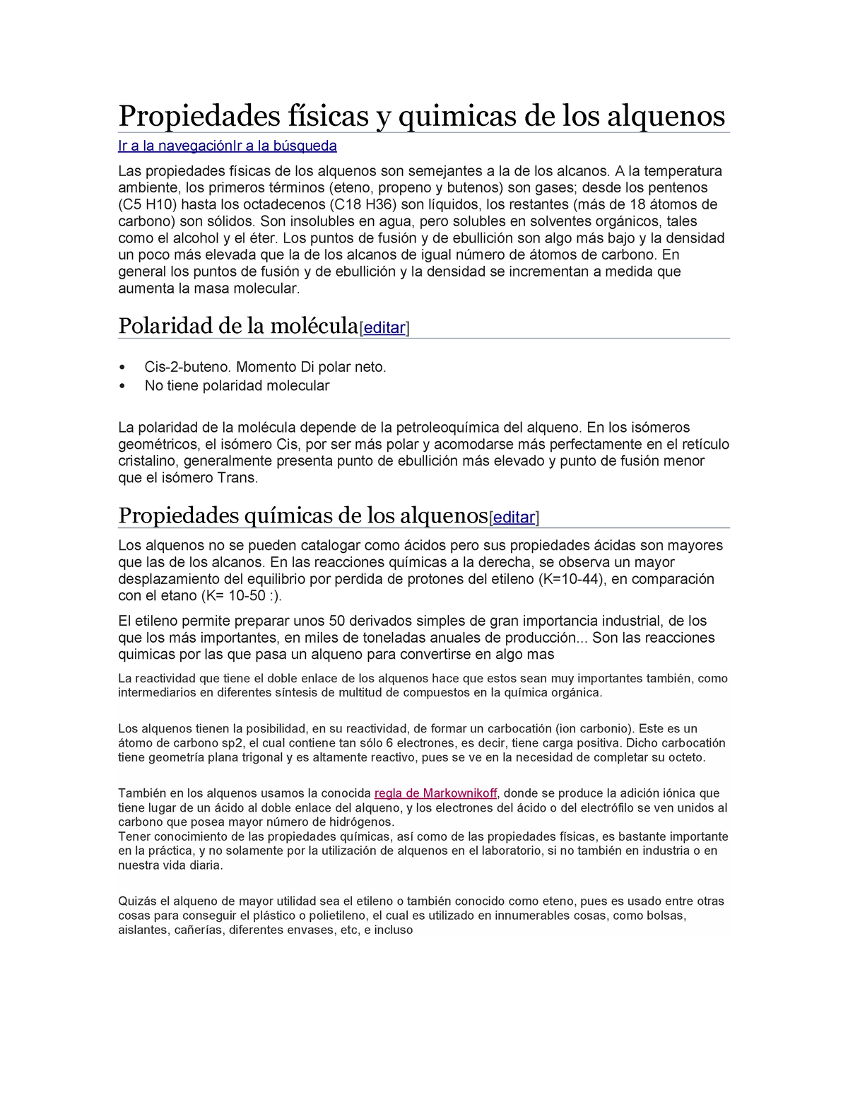 Propiedades DE LOS Alquenos. 1 - Propiedades Físicas Y Quimicas De Los ...