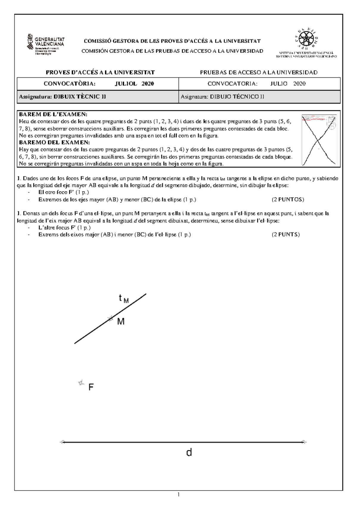 Examen Dibujo TÃ©cnico II De La Comunidad Valenciana (Ordinaria De 2020 ...