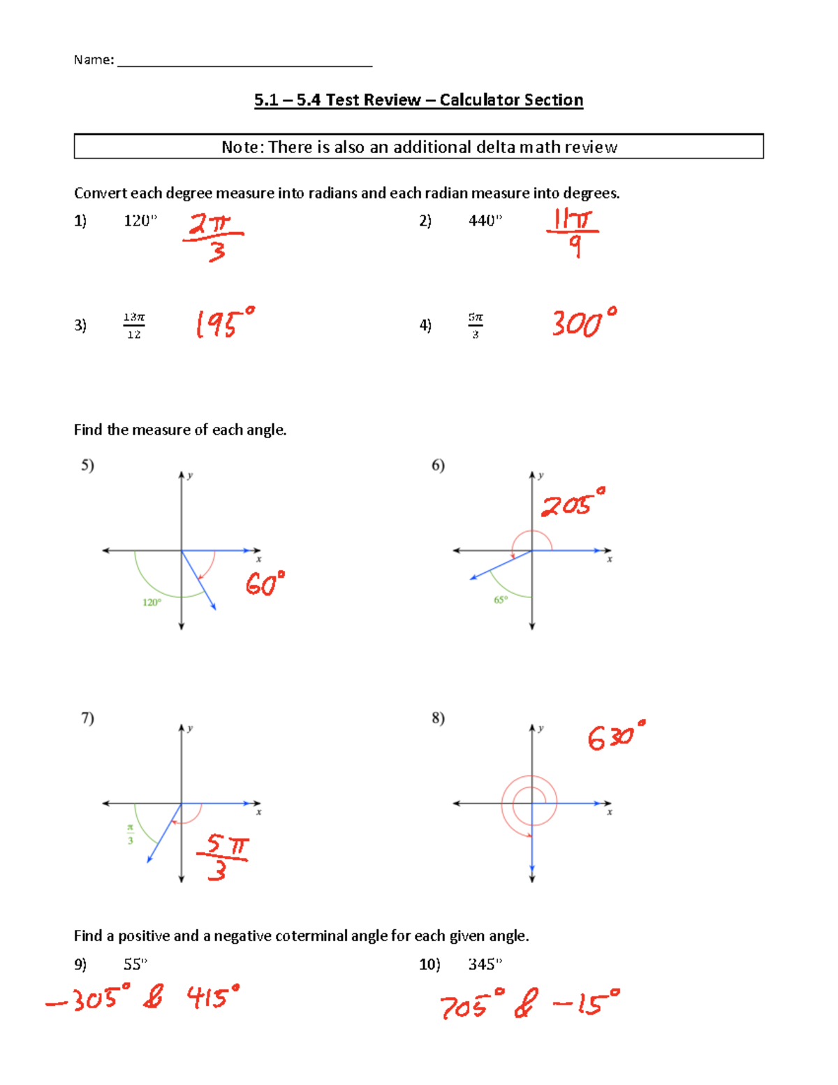 232 5.1-5.4 Test Review key - Name ...