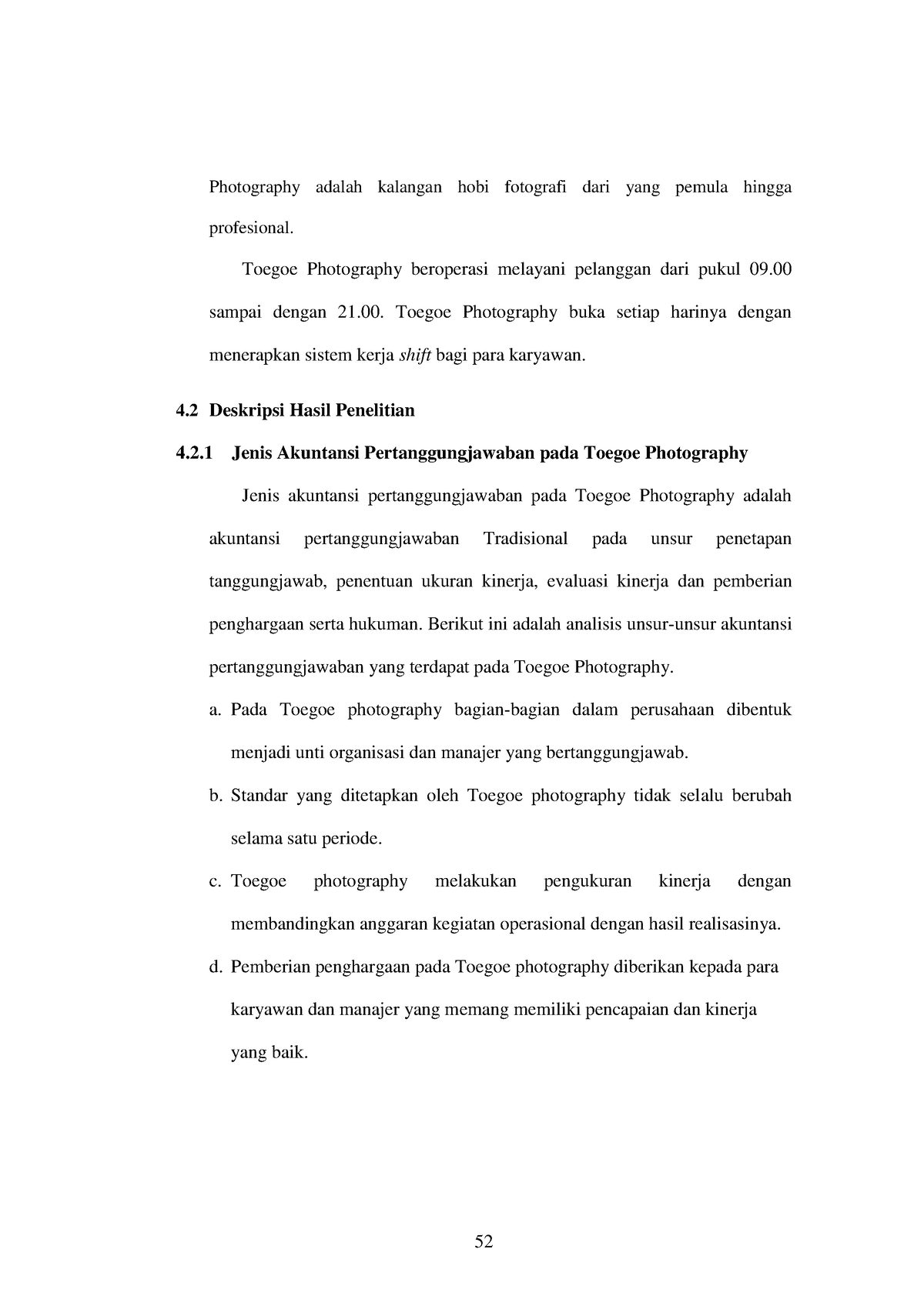 Analisis Penerapan Akuntansi Pertanggungjawaban Pada Toegoe 14 ...