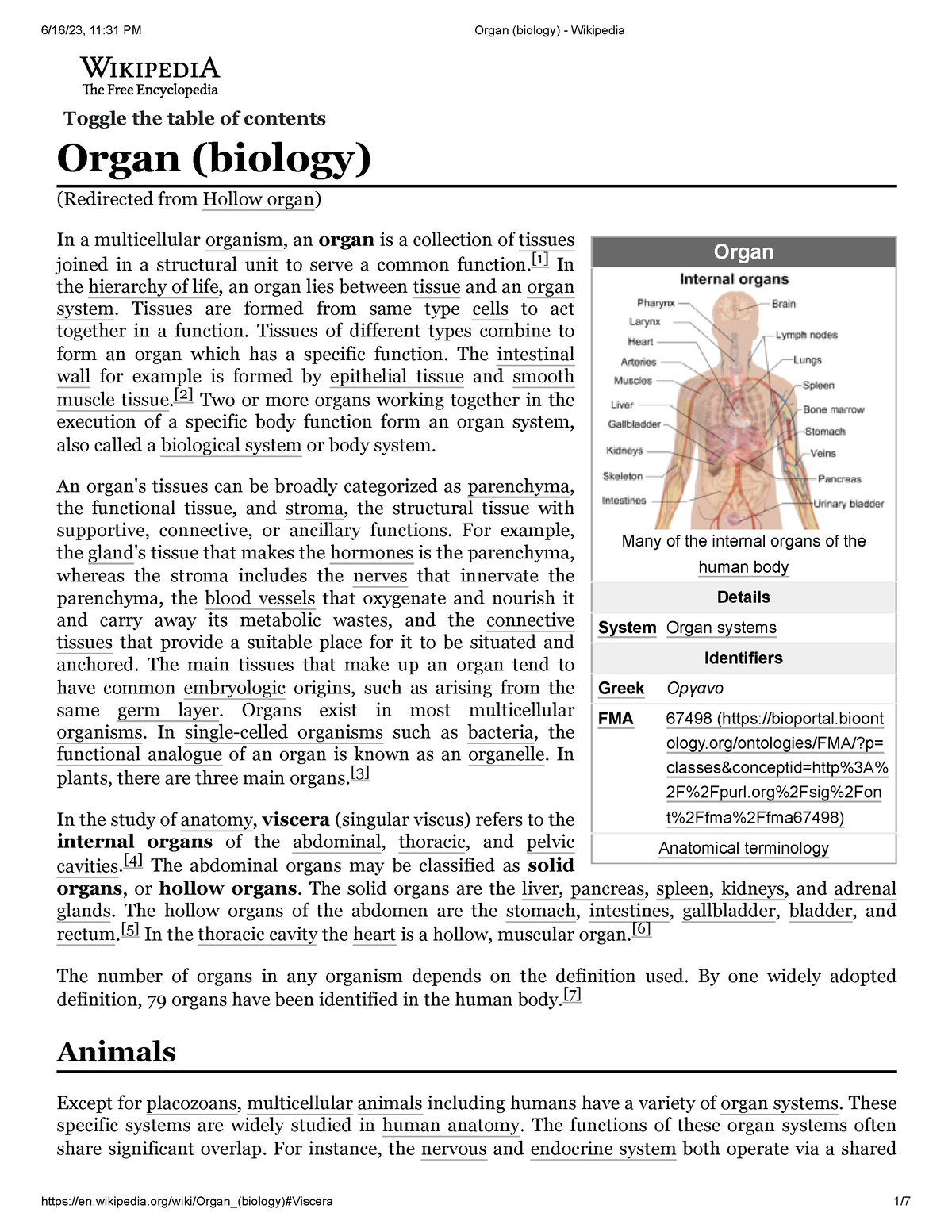 Organ (biology) - International Business - Studocu