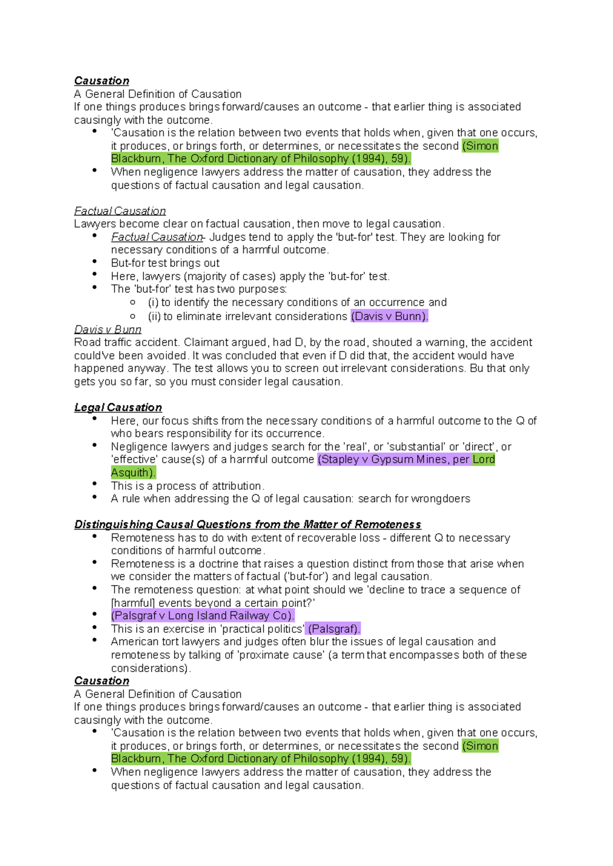 Tort Law - Causation - Causation A General Definition of Causation If ...