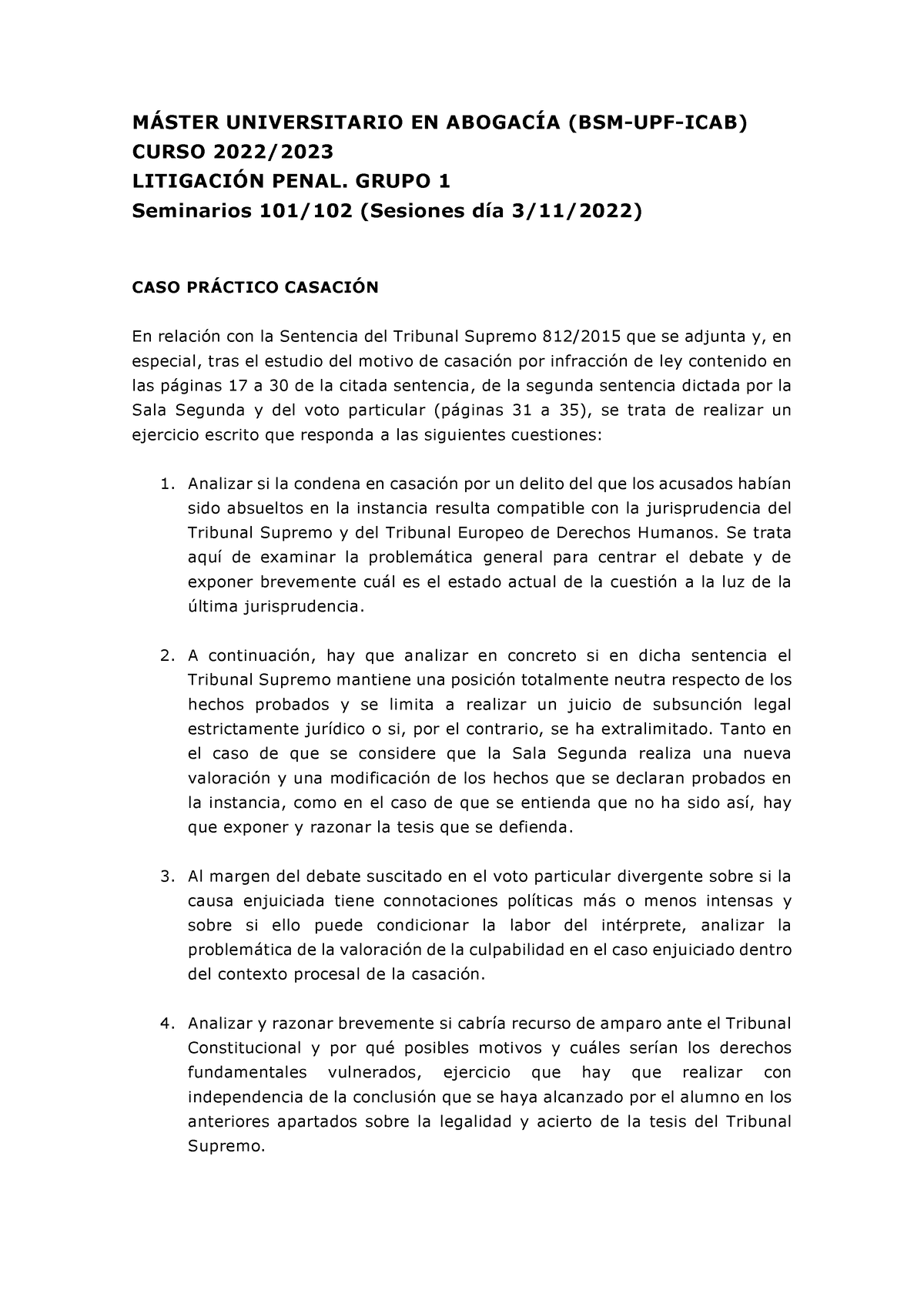 Caso Pr Ctico Litigaci N Penal G Mster Universitario En