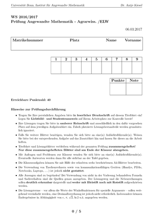 Formelsammlung 2 - Zusammenfassung Für Die Klausur - Angewandte ...