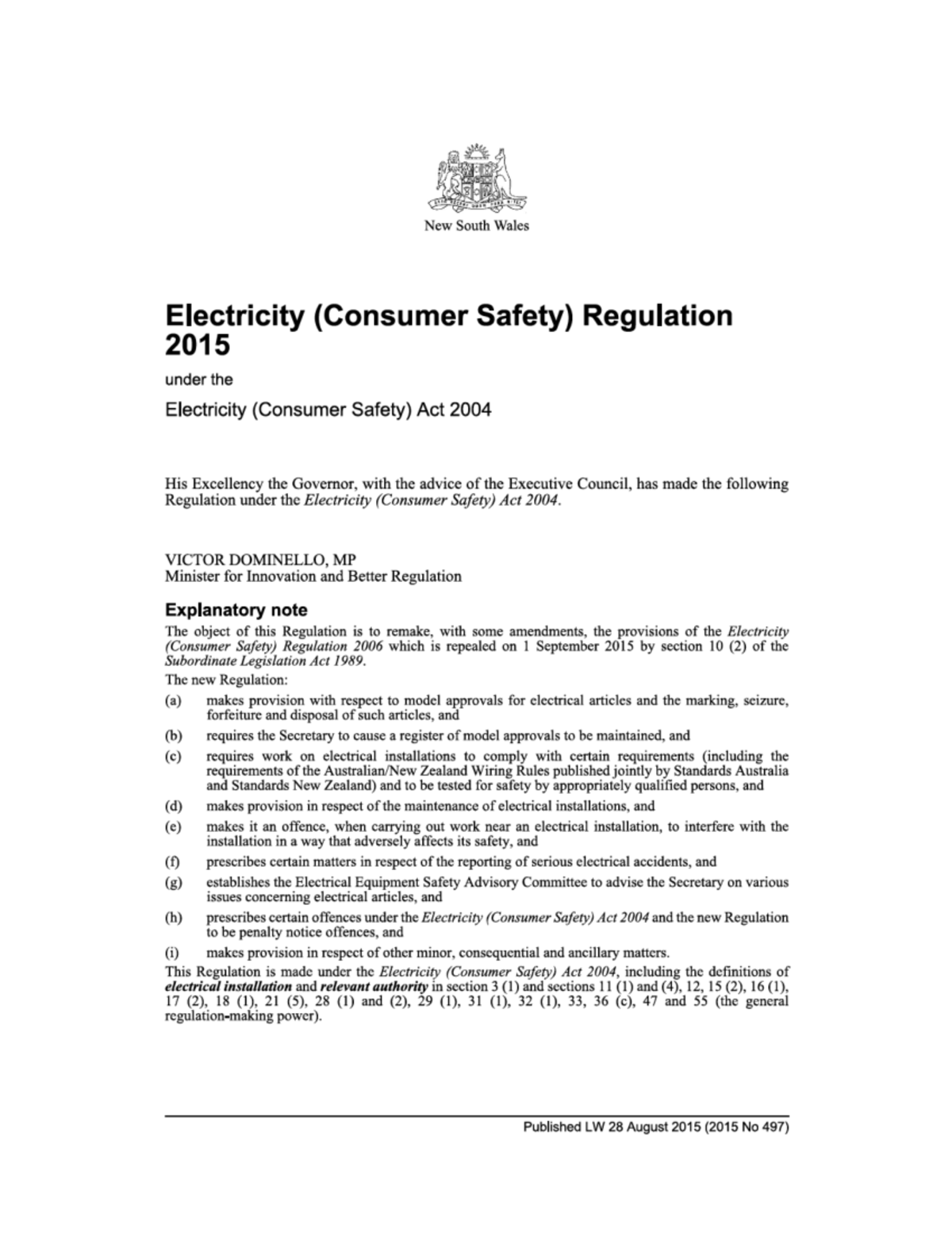 Electricity ( Consumer Safety) Regulation 2015 UEE30811 Studocu